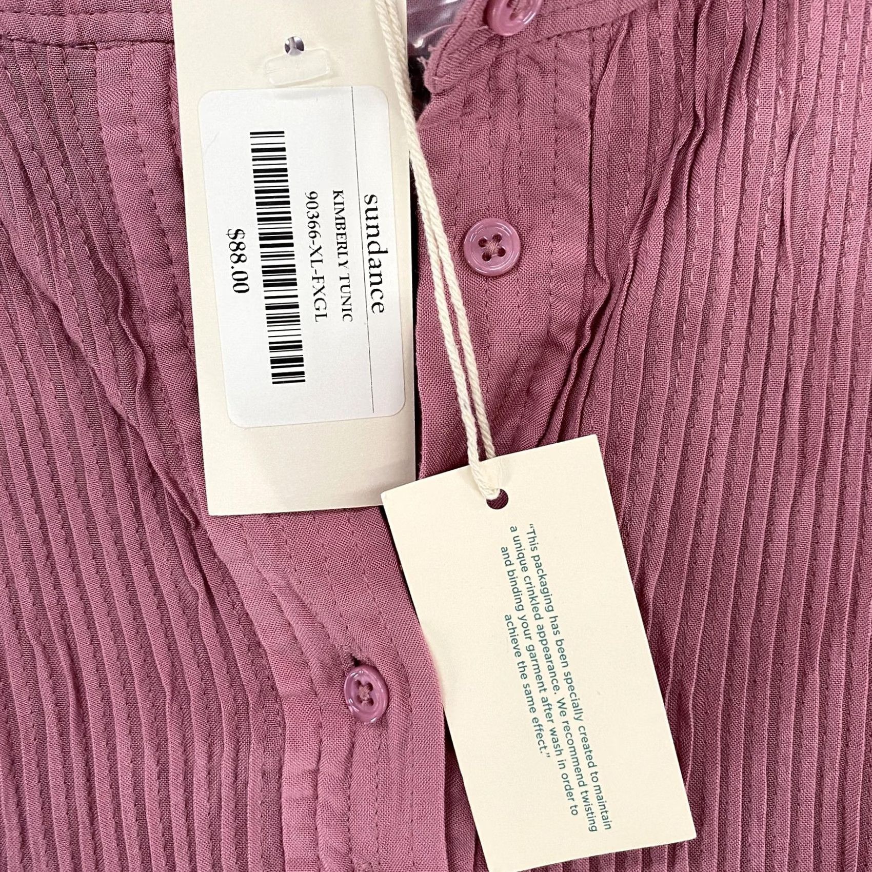 Vintage Sundance Shirt Womens XL Pink Kimberly Tunic Pintuck Henley Crinkle Rayon Top Size XL / US 12-14 / IT 48-50 - 7 Thumbnail