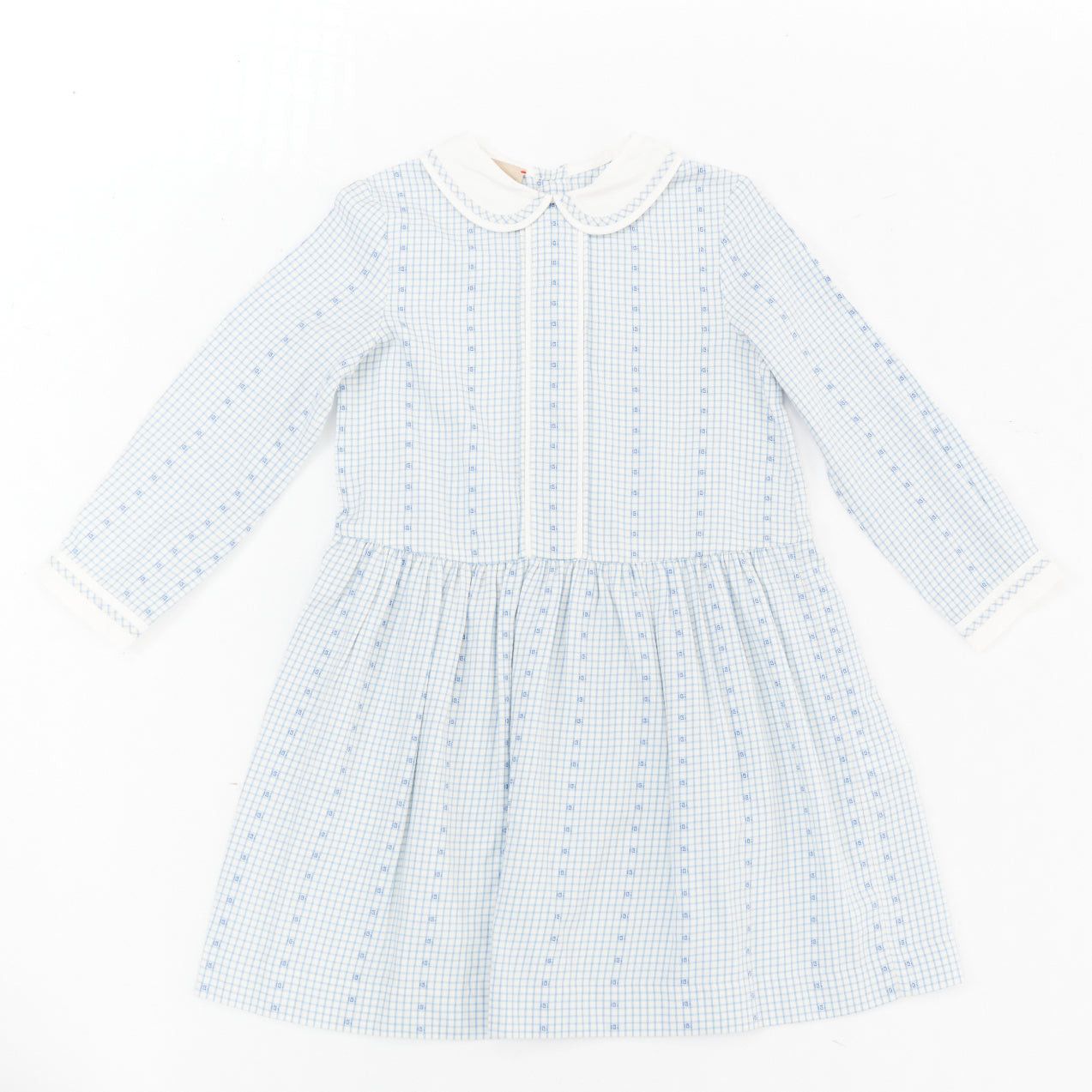 Gucci GUCCI KIDS Angela Lynne blue white cotton square G gingham peter pan dress 6Y Size ONE SIZE - 1 Thumbnail