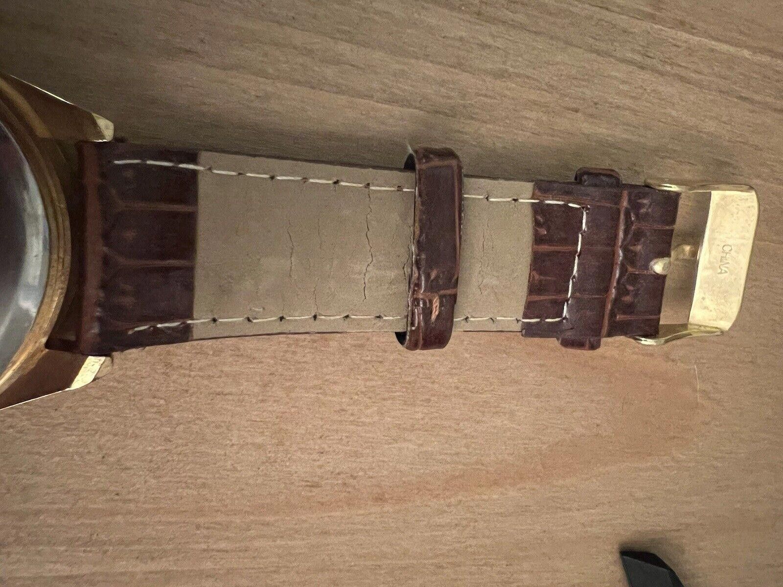 Designer Milagro Watch Men Gold Tone Brown Faux Leather New Battery Size ONE SIZE - 9 Thumbnail