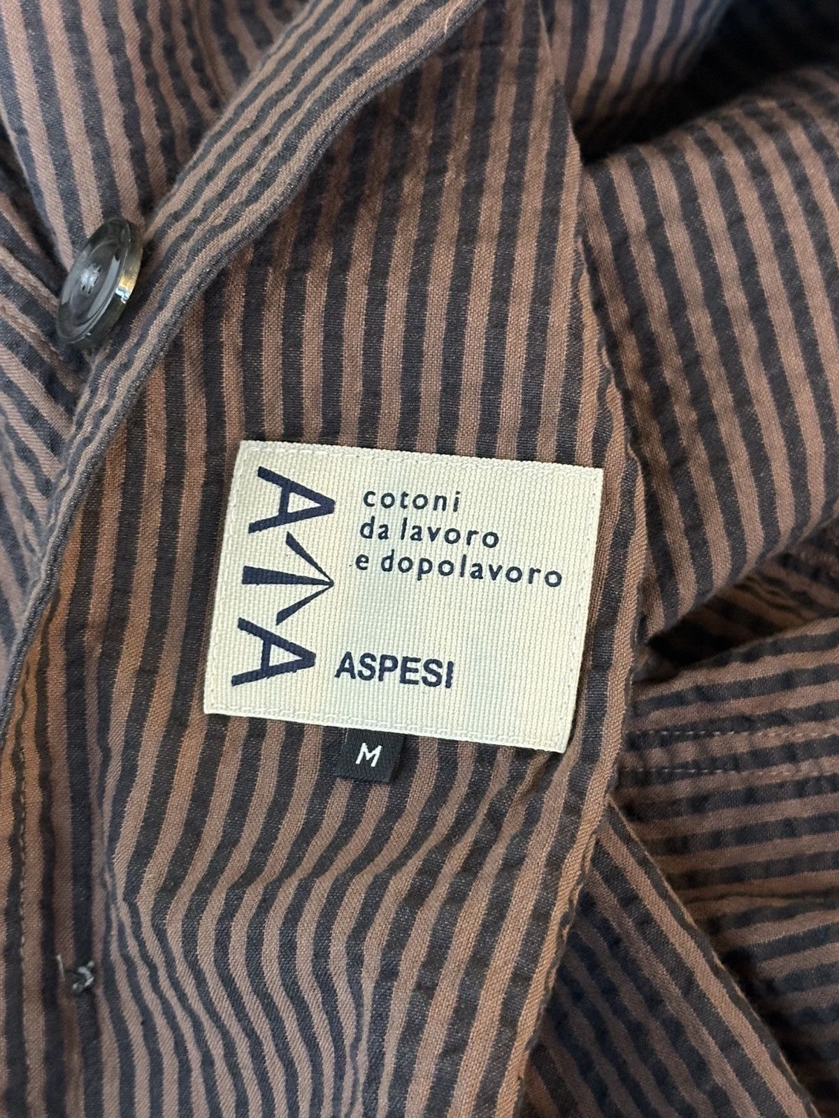 Aspesi Brown Pinstripe Lightweight Jacket Size US M / EU 48-50 / 2 - 4 Thumbnail