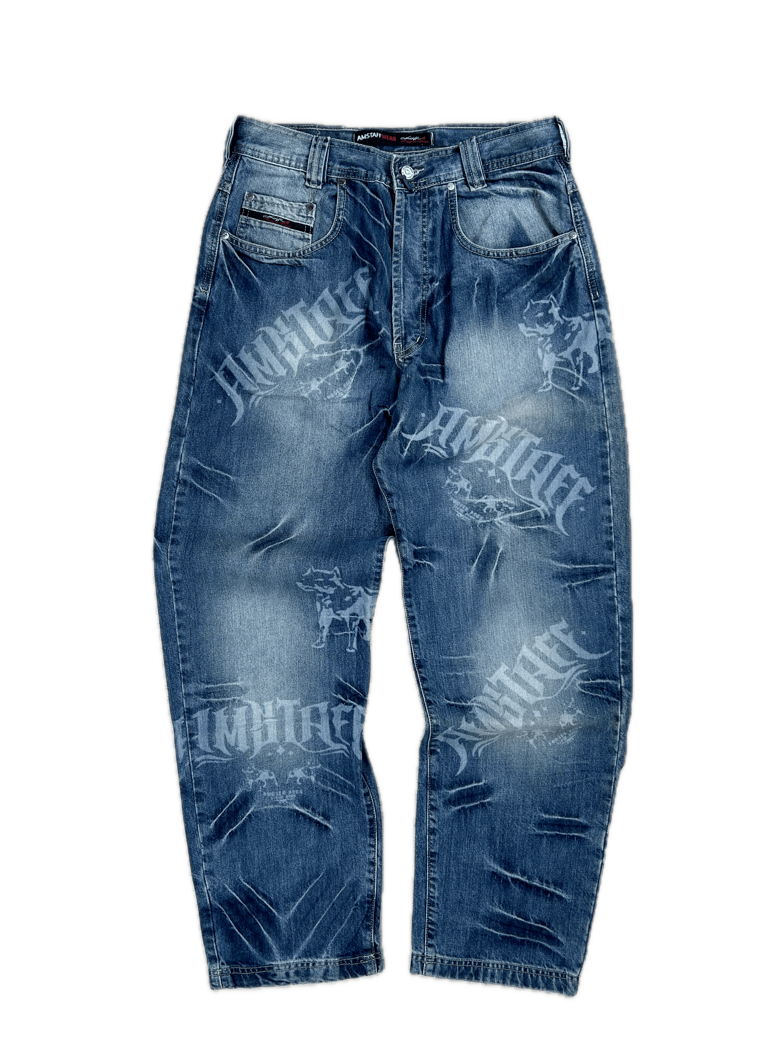 Other CRAZY Baggy Streetwear Jeans AOP Amstaff Drill Loose Fit Size US 32 / EU 48 - 1 Thumbnail