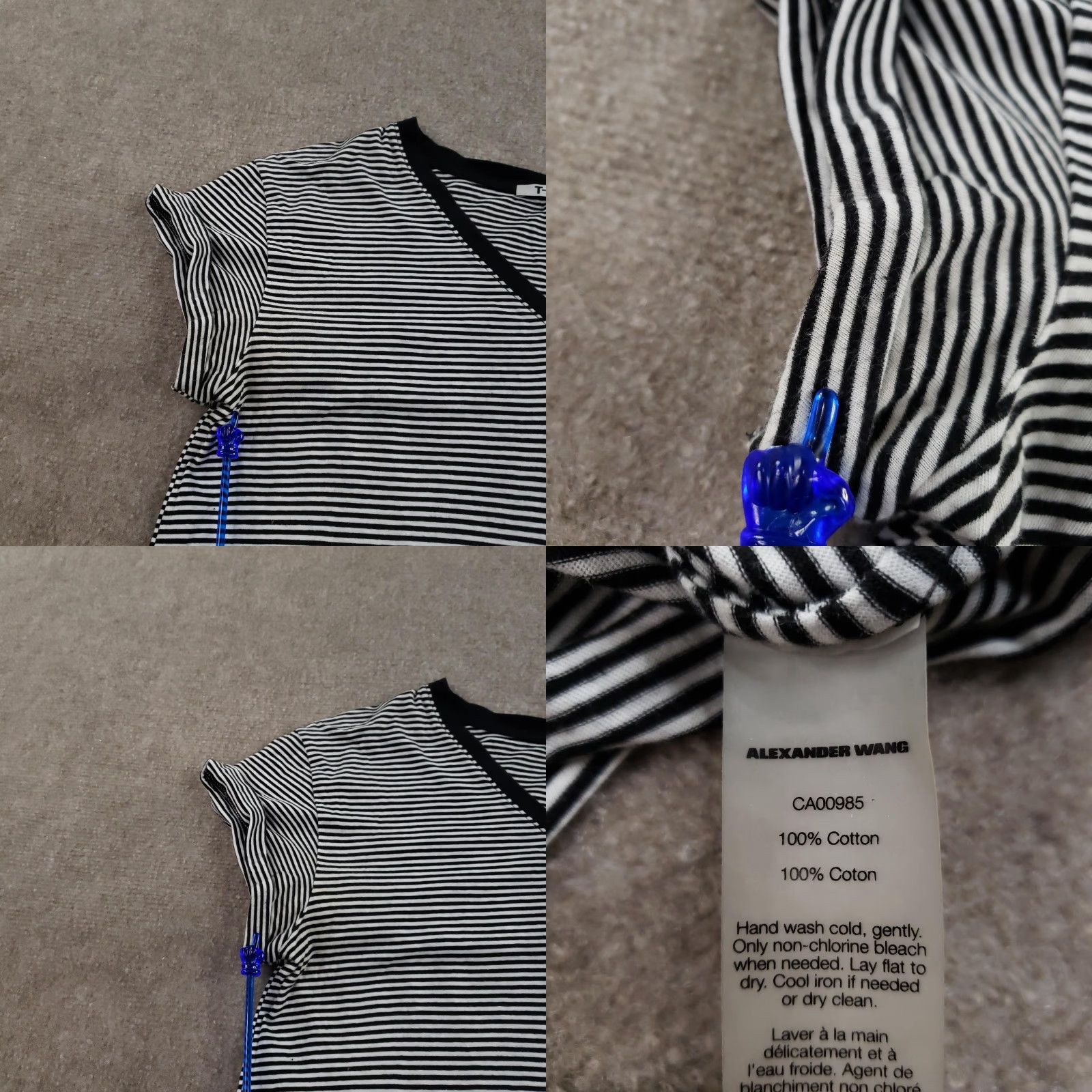 T by Alexander Wang Alexander Wang Dress Womens Medium Black White Striped V Neck T-Shirt Knit ZZ Size M / US 6-8 / IT 42-44 - 9 Thumbnail