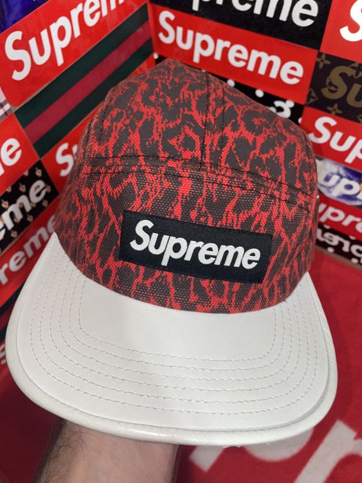 Supreme Supreme SS13 Leopard w/ Leather Visor Camp Cap Red | Grailed