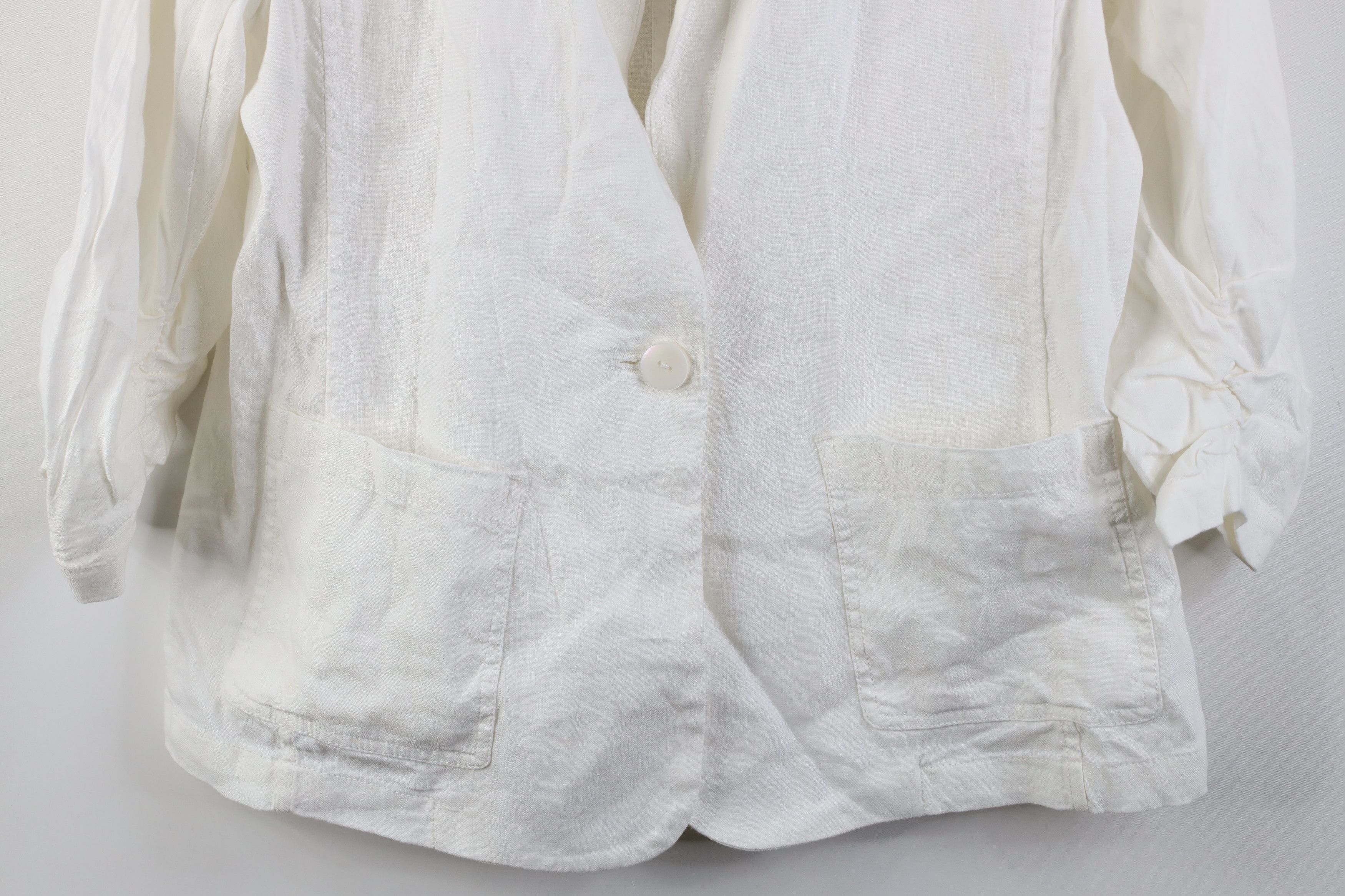 Chicos New Chicos One Button Stretch Linen Blazer Jacket Coat White Size S / US 4 / IT 40 - 3 Thumbnail