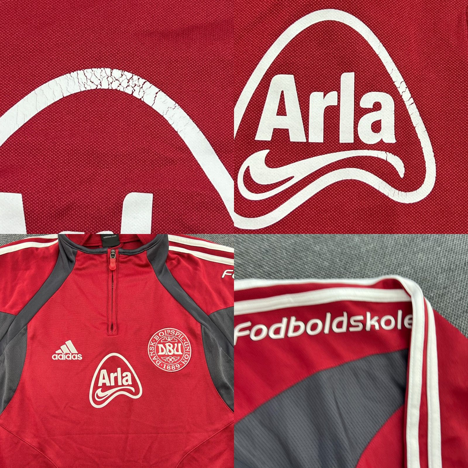 Adidas adidas Denmark 2004 2005 2006 Mens Track Top 1/4 Zip Large Training Football DBU Red 1/4 Zip Jersey Mens Football Training Top Size US L / EU 52-54 / 3 - 8 Thumbnail