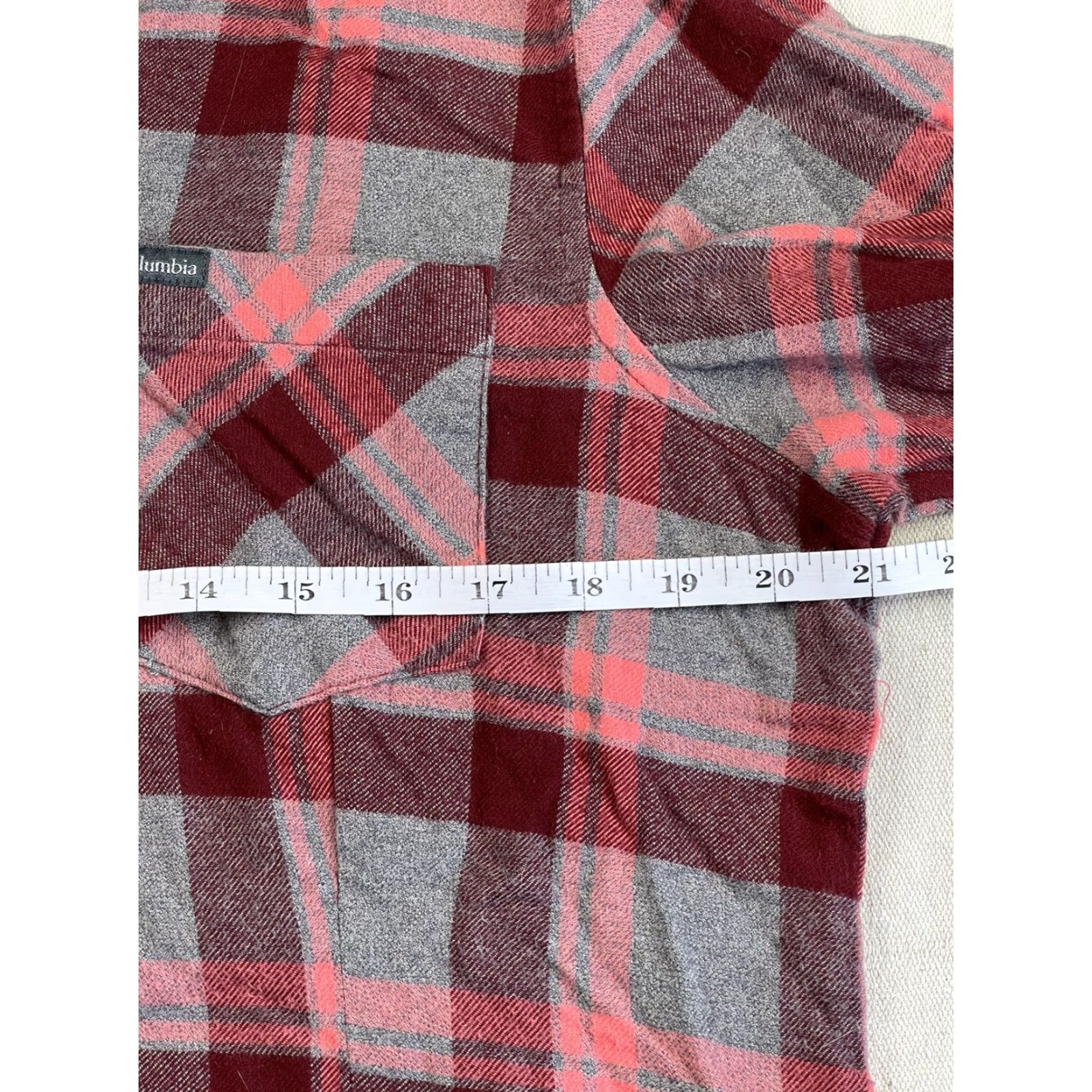 Pinko COLUMBIA Womens Flannel Plaid Shirt Button-Up Long Sleeve Size L Soft Pink Gray Red Outdoor Casual Size L / US 10 / IT 46 - 5 Thumbnail