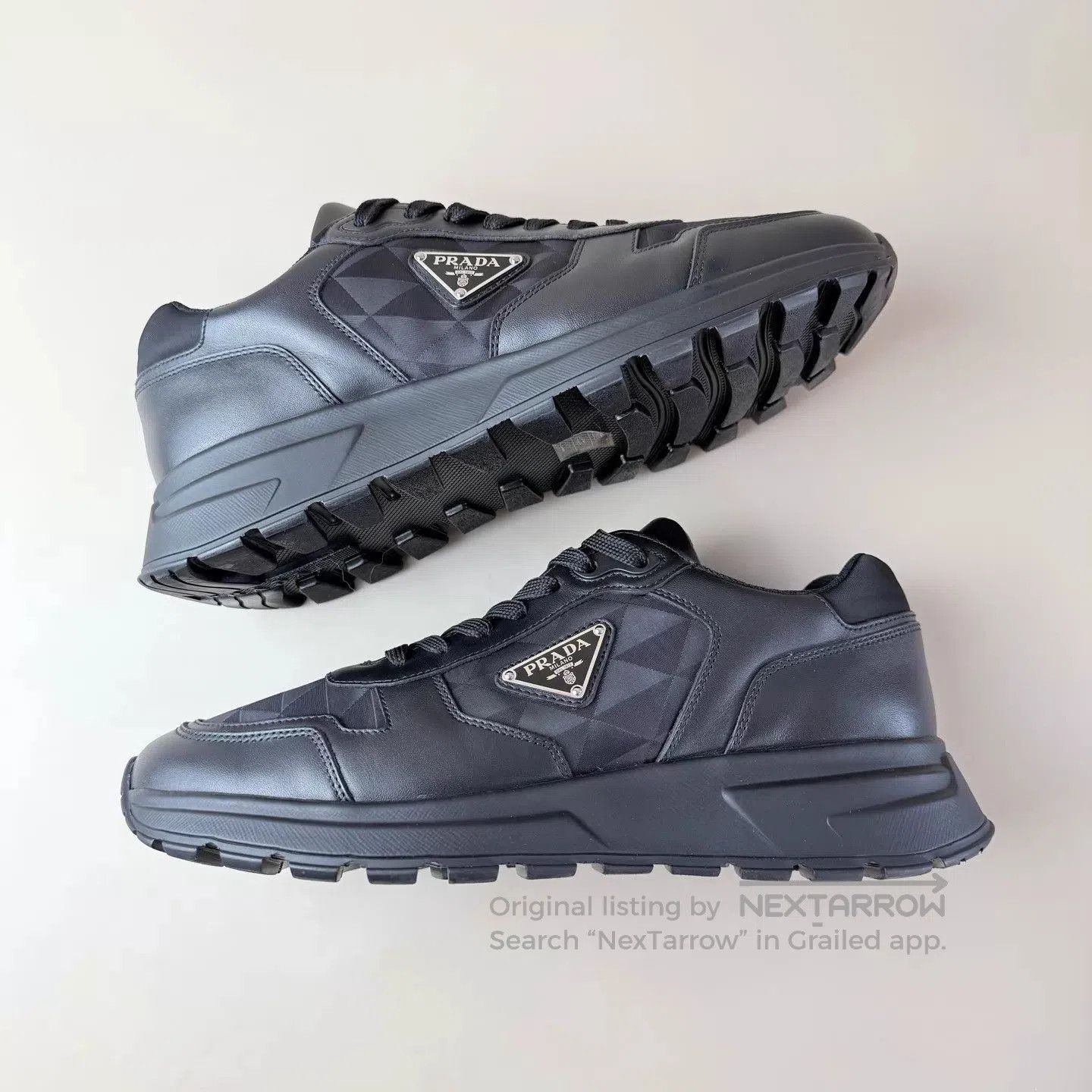 Prada Black Low-Top Sneakers with Textured Design. Size US 8 / EU 41 - 5 Thumbnail