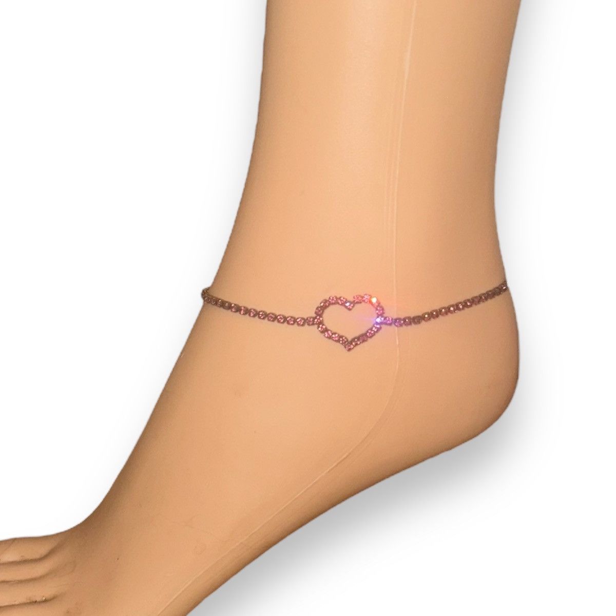 Vintage Vintage pink heart tennis anklet Size ONE SIZE - 3 Thumbnail