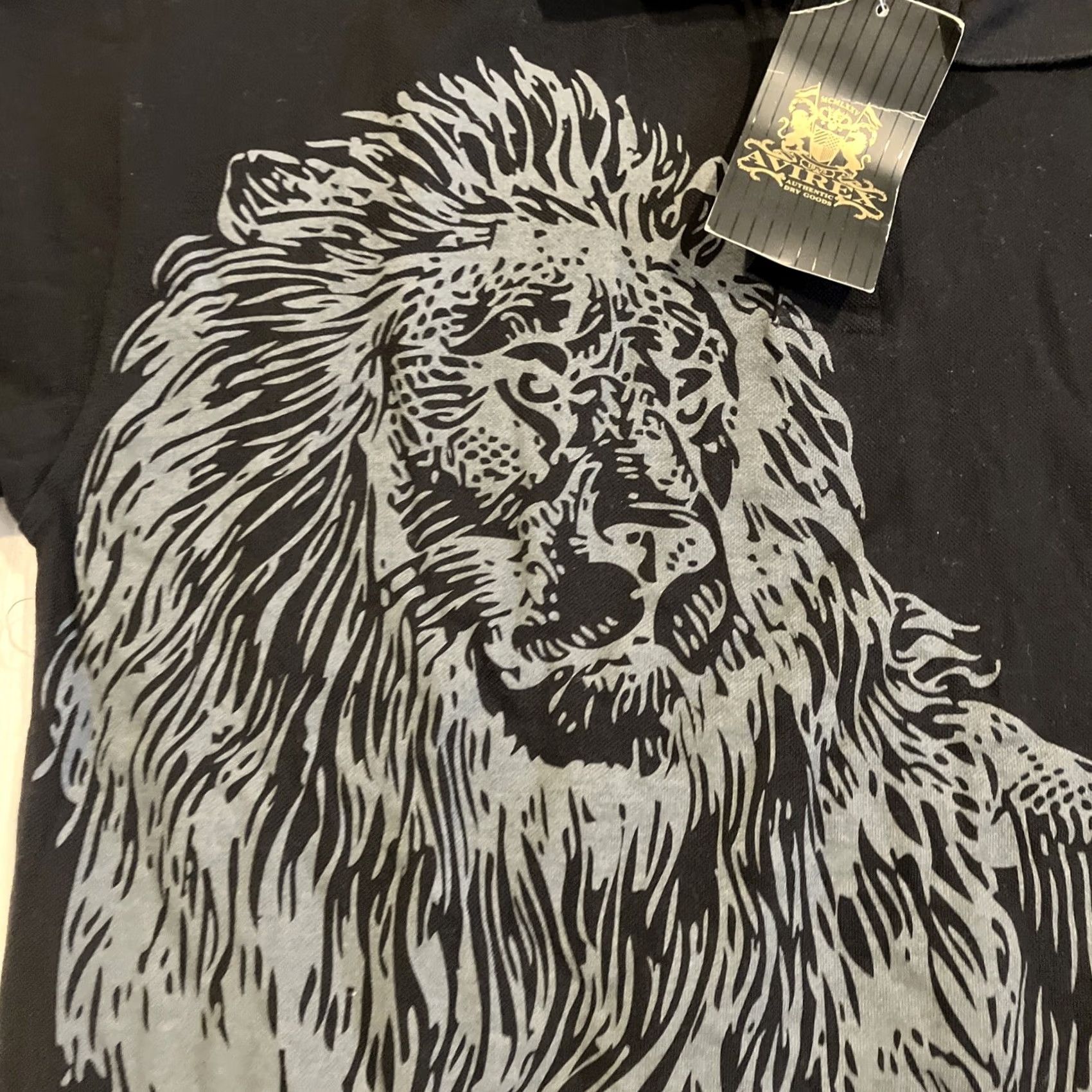 Avirex VINTAGE Avirex Polo XL Black Lion Print Embroidered Short Sleeve NWT Men Size US XL / EU 56 / 4 - 4 Thumbnail
