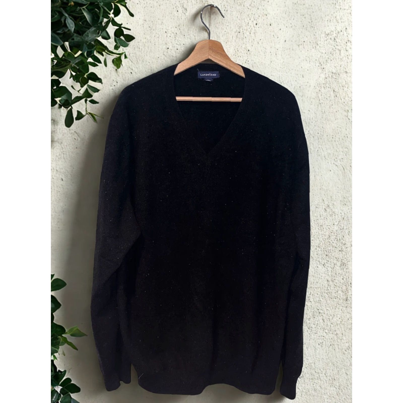 Lands' End Lands' End 100% Cashmere V-Neck Sweater Black 2XL Tall Mens Pullover Long Sleeve Size US XXL / EU 58 / 5 - 7 Thumbnail