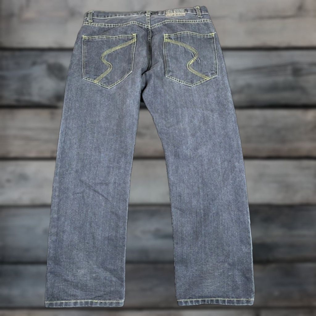 Vintage VINTAGE Y2K Men's Baggy Fit Jeans 38/32 Dark Gray Denim Loose Straight 90s Grunge Retro Size US 37 - 1 Thumbnail