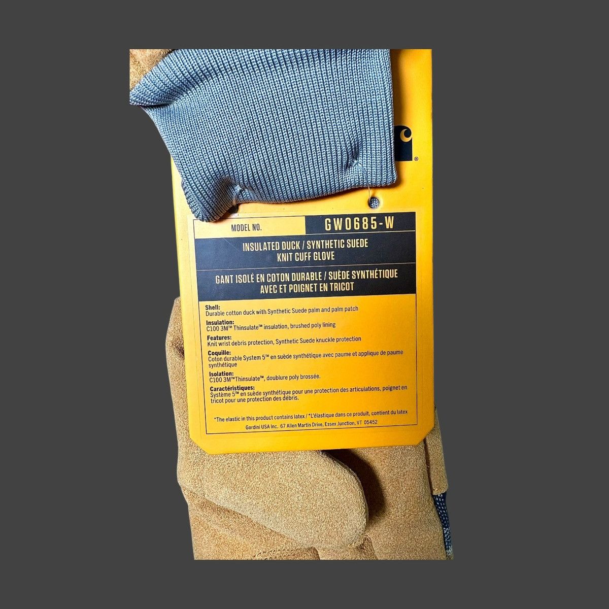 Carhartt Carhartt WA685 Duck Knit Rib Cuff Work Gloves Insulated Sz M Size ONE SIZE - 7 Thumbnail