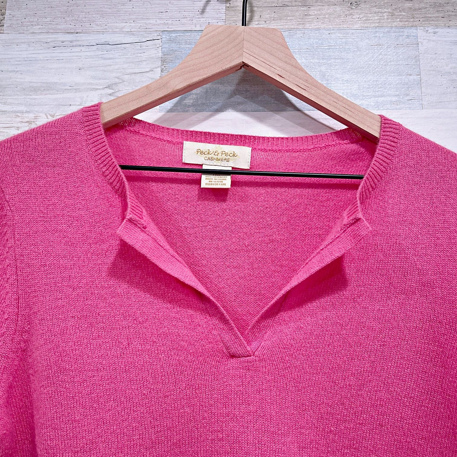 Other Peck & Peck 100% Cashmere Split Neck Pullover Sweater Pink M Size M / US 6-8 / IT 42-44 - 2 Thumbnail