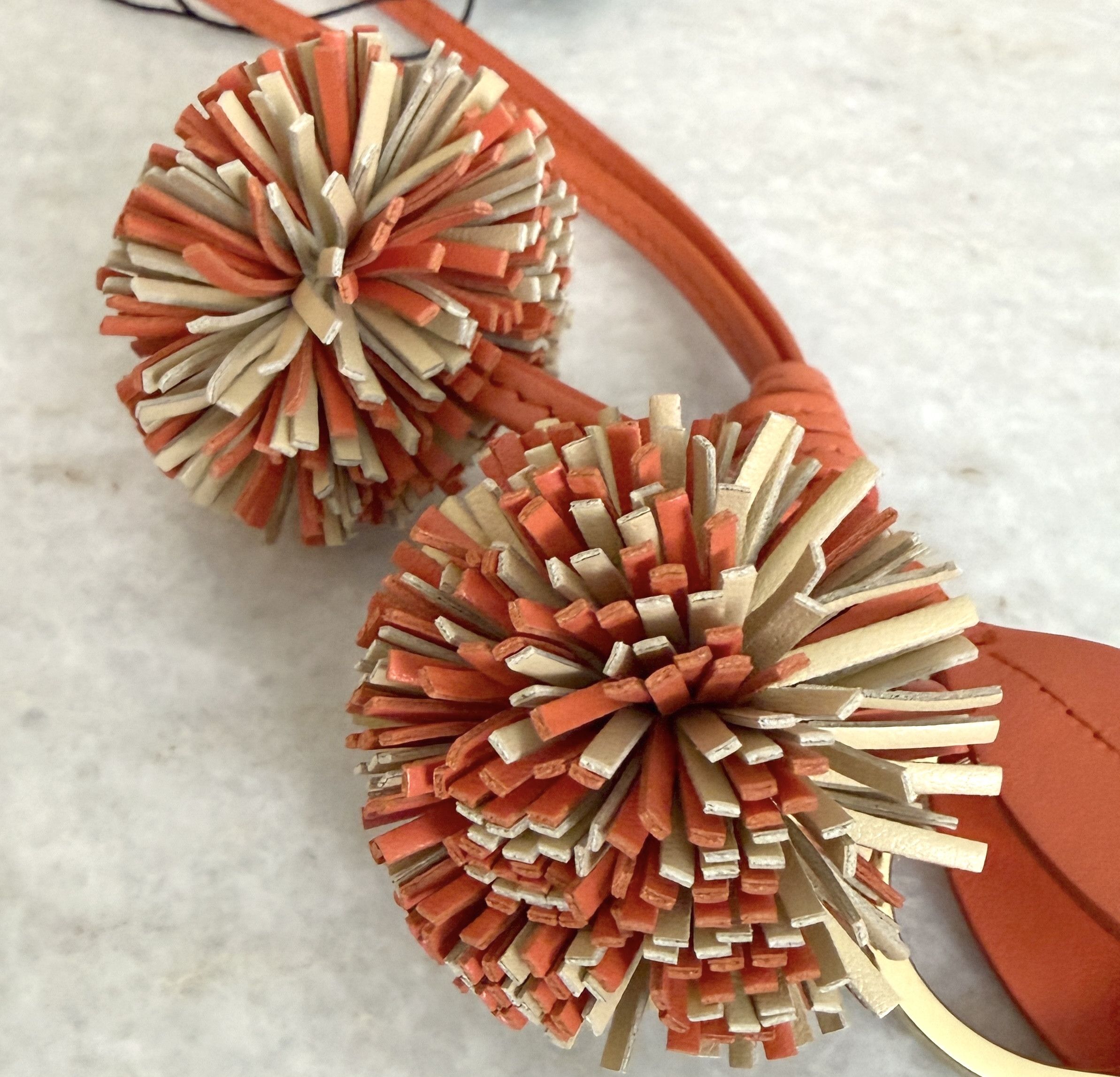 Miu Miu Miu Miu Pom Pom Charm 5TL516 Leather Bag Charm Trick Orange Size ONE SIZE - 8 Thumbnail