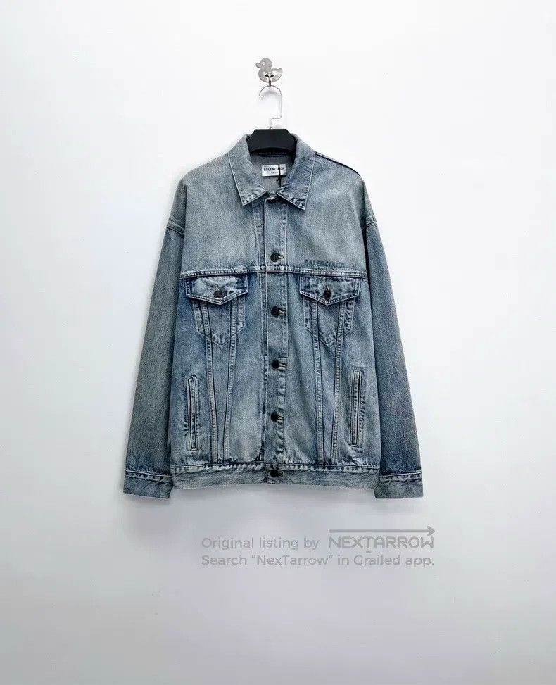 Balenciaga Light Blue Washed Distressed Embroidered Letter