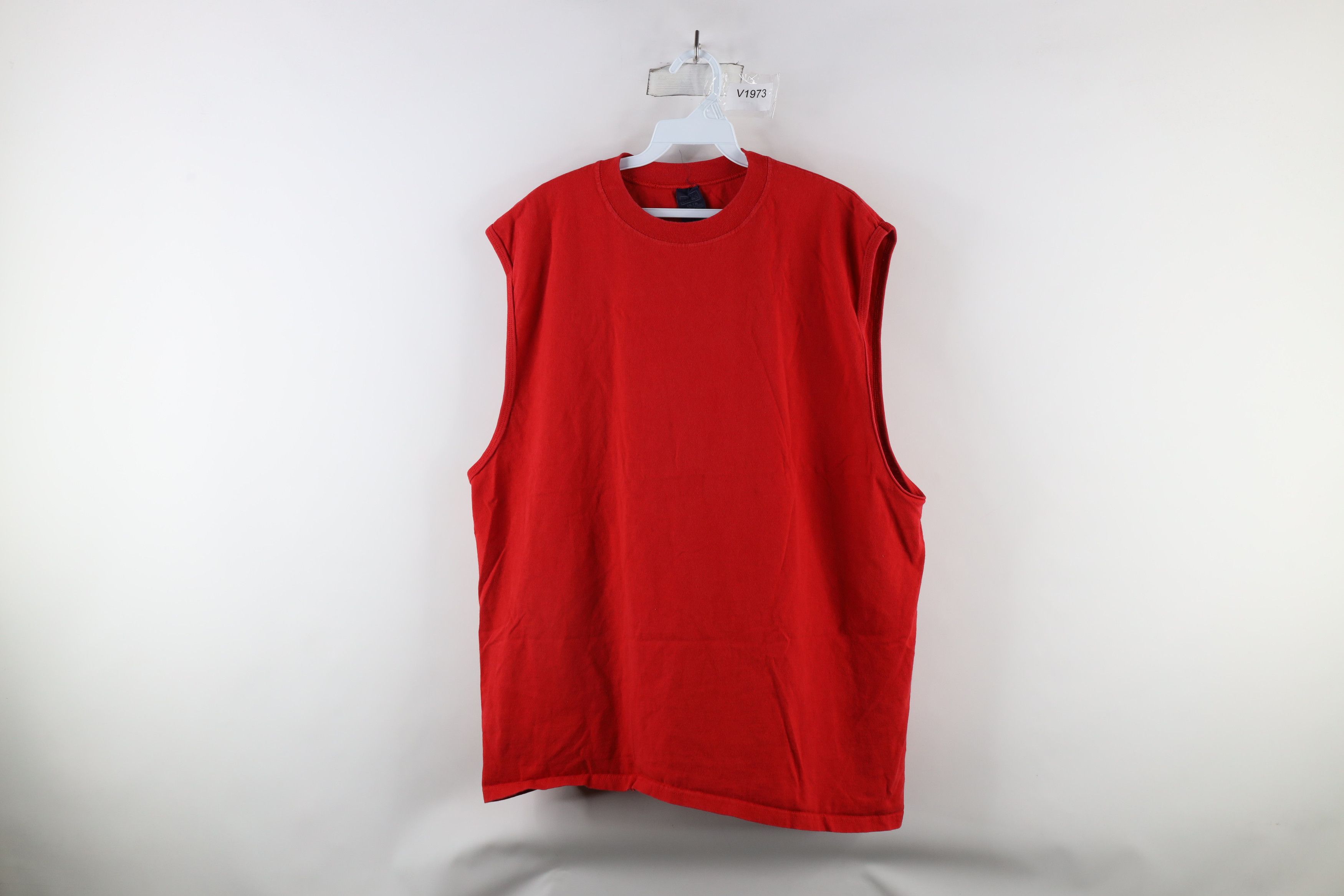 Vintage Vintage 90s Streetwear Sleeveless Muscle T-Shirt Red Cotton Size US XXL / EU 58 / 5 - 1 Thumbnail