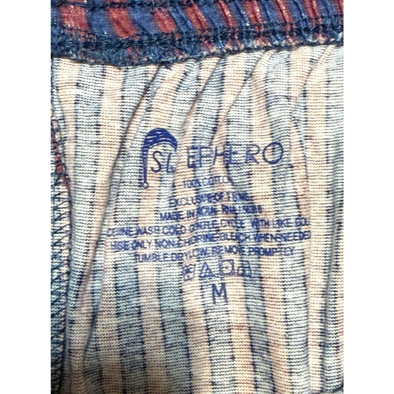 Vintage Sleephero Pants Men's Medium Blue Red Sleepwear Tie Waist Striped Pull On Pajama Pants Size US 31 - 5 Thumbnail