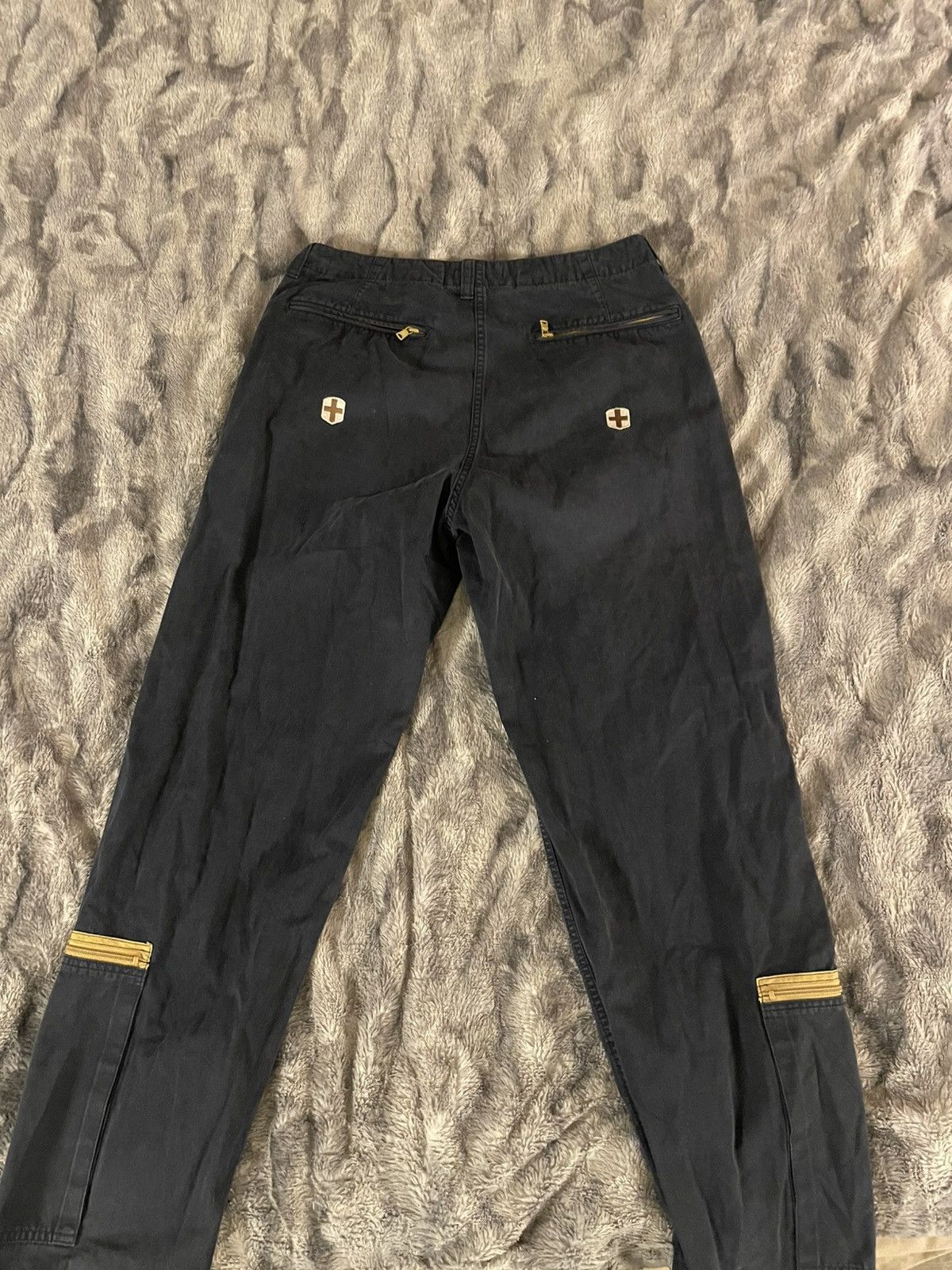 Bape Navy Blue Bape Cargo Pants with Yellow Zippers Size US 34 / EU 50 - 2 Thumbnail