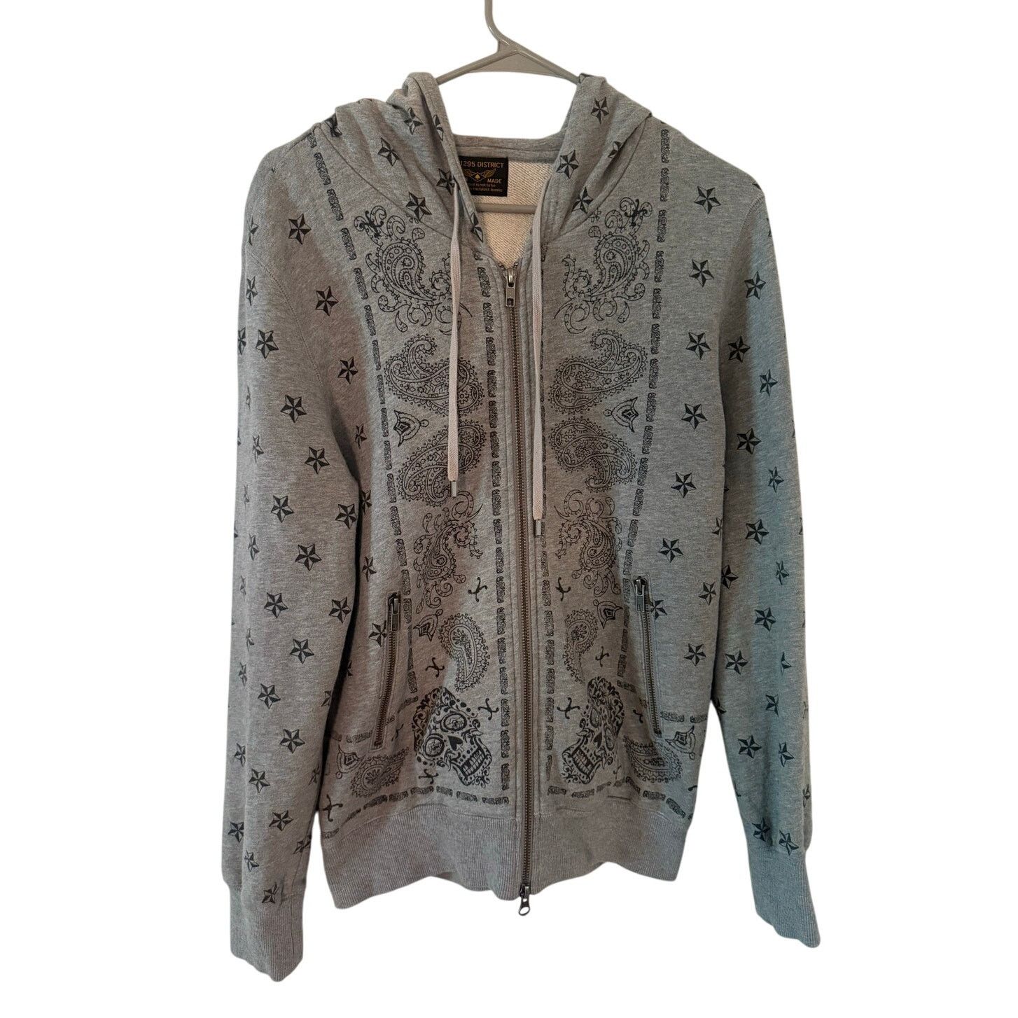 Japanese Brand 291295 District Zip Hoodie Bandana Print Gray Size US M / EU 48-50 / 2 - 1 Thumbnail