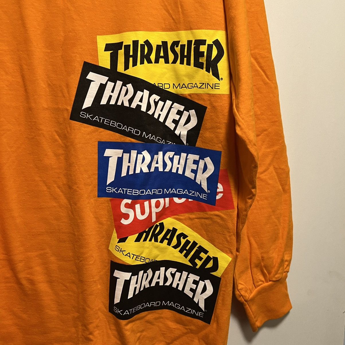 Supreme × Thrasher Supreme Thrasher Multi Logo L/S Tee Orange Size US M / EU 48-50 / 2 - 3 Thumbnail
