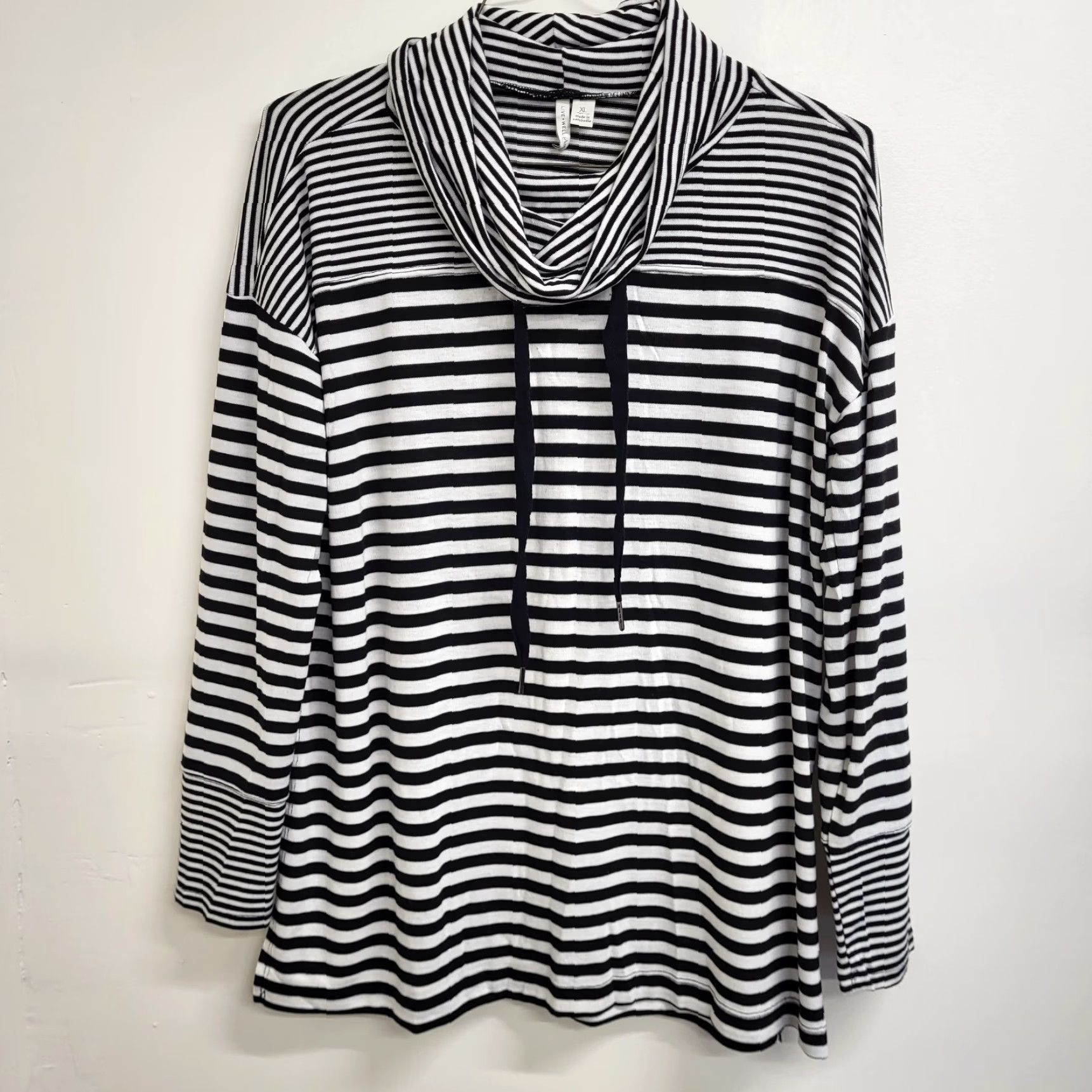 Olive Live ♡ Well Action Shirt Stripe Cowl Neck Stretch Loose Flow Womens XL Blouse Casual Shirt Size XL / US 12-14 / IT 48-50 - 2 Thumbnail