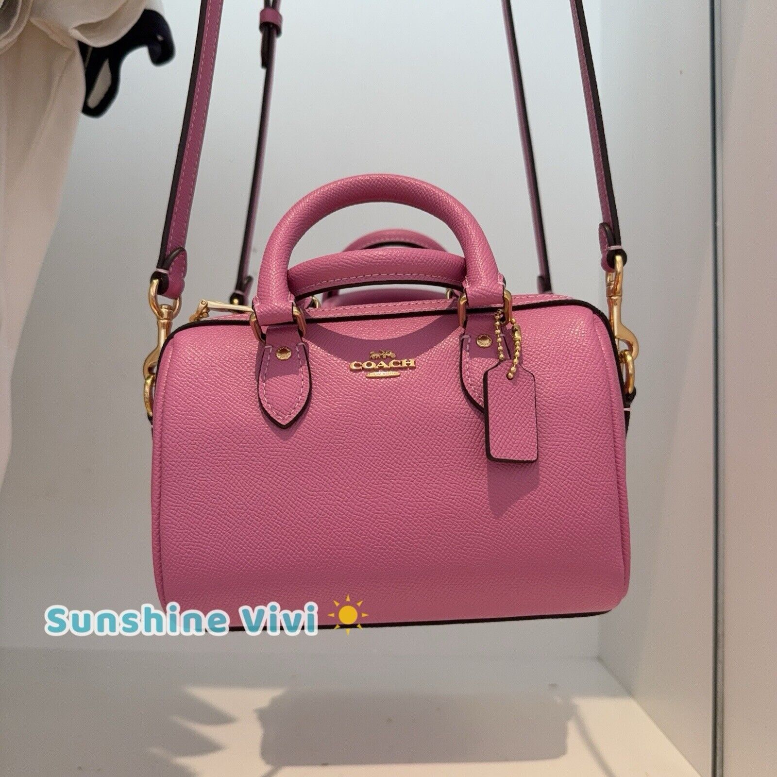 Coach NWT Coach Mini Rowan Crossbody Bag Leather CV404 IM/fuchsia Size ONE SIZE - 6 Thumbnail