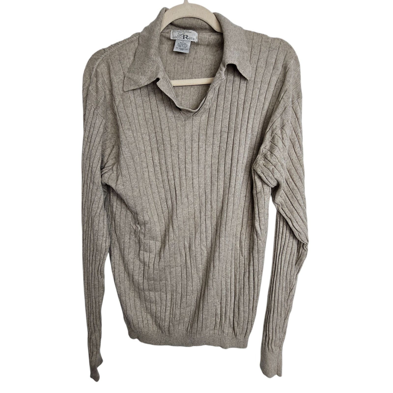 Rothco Louis Roth Mens Silk Cashmere Sweater Ribbed Collared Preppy Size US L / EU 52-54 / 3 - 1 Thumbnail