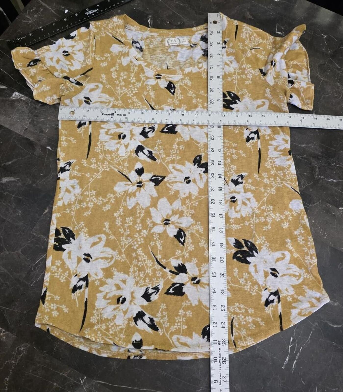 Other Maurices Yellow White Floral Short Sleeve Top Blouse Size S Size S / US 4 / IT 40 - 7 Thumbnail