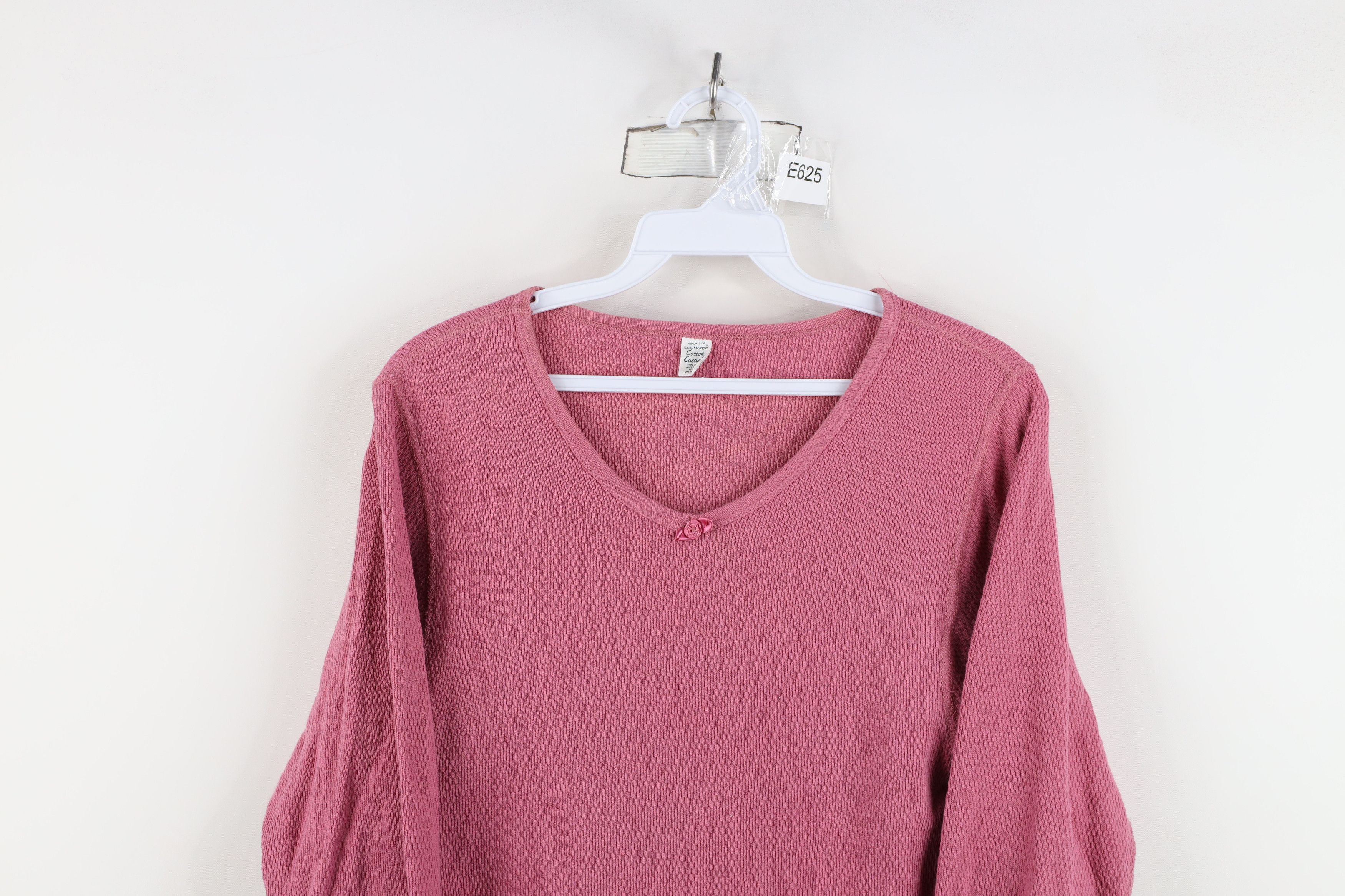 Vintage Vintage 90s Babydoll Flower Thermal Waffle Knit T-Shirt USA Size M / US 6-8 / IT 42-44 - 2 Thumbnail
