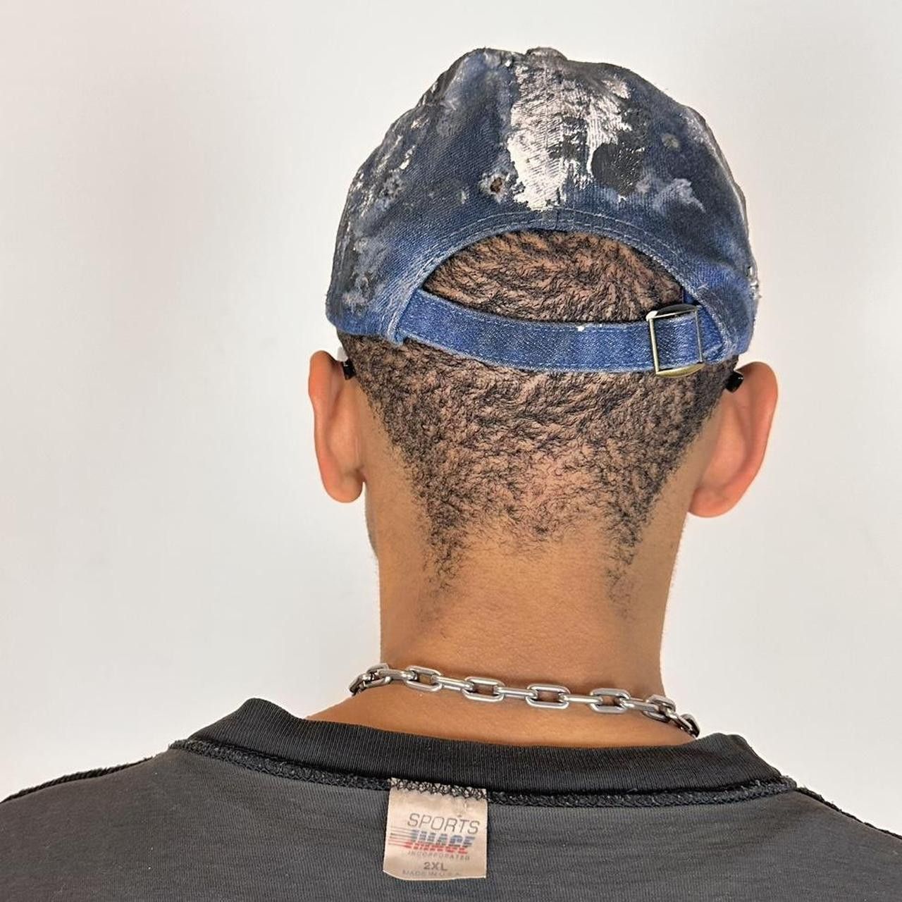 Vintage ASTROBOI* Black & Blue Distressed Denim Half Visor Hat Size ONE SIZE - 5 Thumbnail