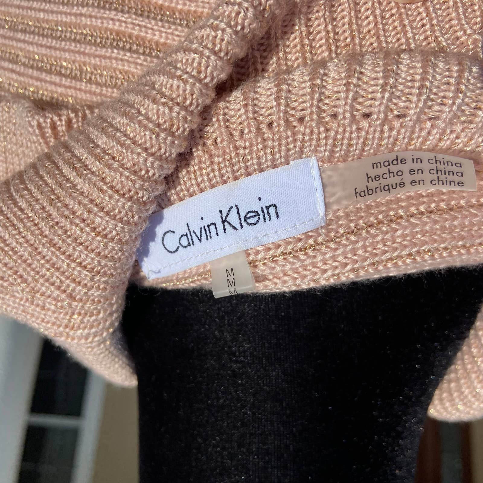 Calvin Klein Calvin Klein Pink Metallic Gold Cowl Neck Ribbed Sweater M Size M / US 6-8 / IT 42-44 - 4 Thumbnail