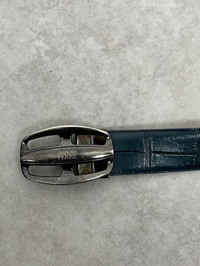 Gianfranco Ferre Gianfranco Ferré Crocodile Effect Blue Leather Belt Size ONE SIZE - 4 Thumbnail