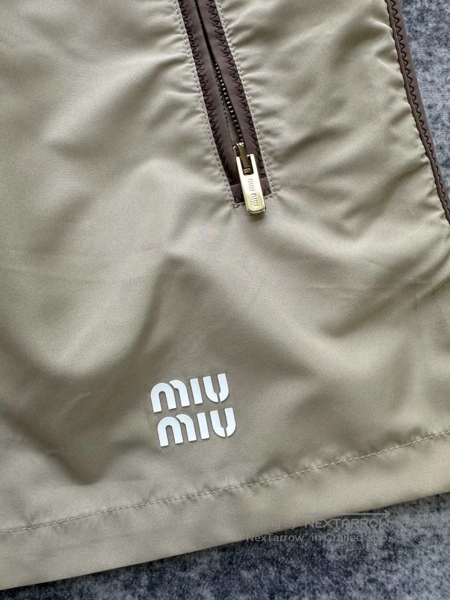 Miu Miu Miu Miu Khaki Nylon Half Skirt. Size 37" - 3 Thumbnail