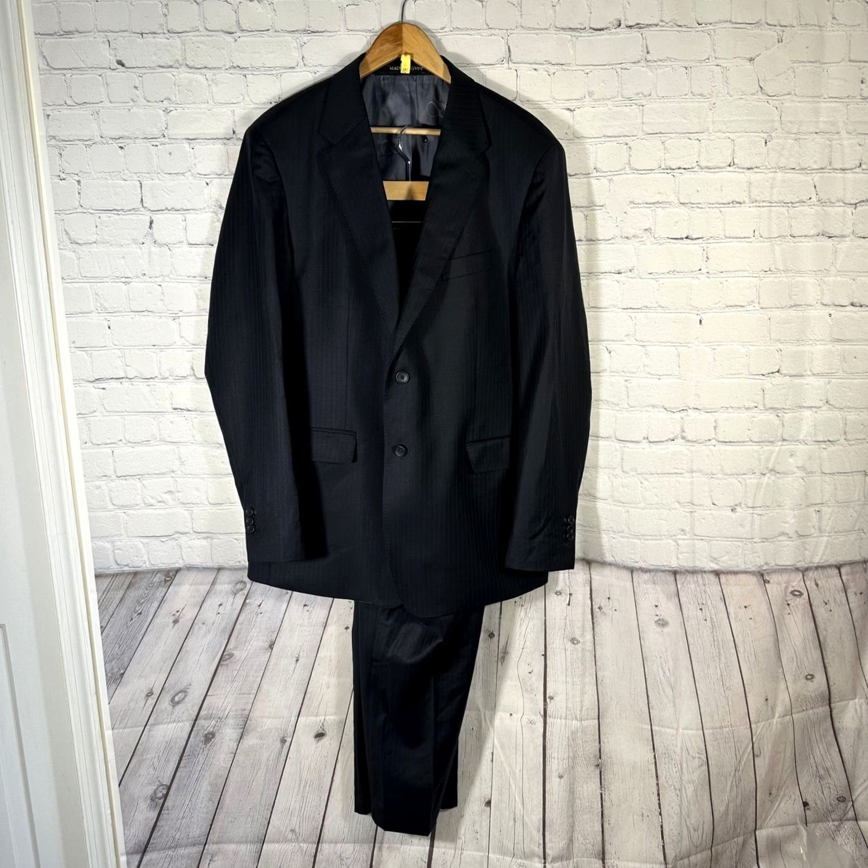 Scotch & Soda Scotch & Soda Amsterdam Mens 48R Wool Suit Modern Fit Pinstripe Black 2pc Size 48R - 2 Thumbnail