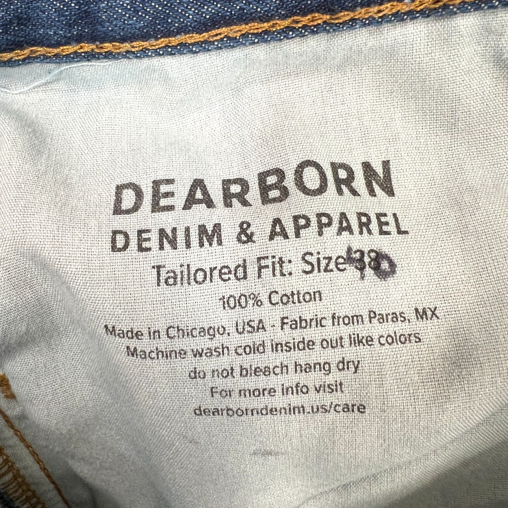 Denime Dearborn Jeans Mens 38x40 Medium Wash Blue Denim USA Chicago Straight Leg Mens Size US 38 / EU 54 - 6 Thumbnail