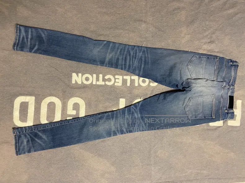 Amiri Amiri MX1 patch leather washed stone blue denim jeans Size US 29 - 8 Thumbnail
