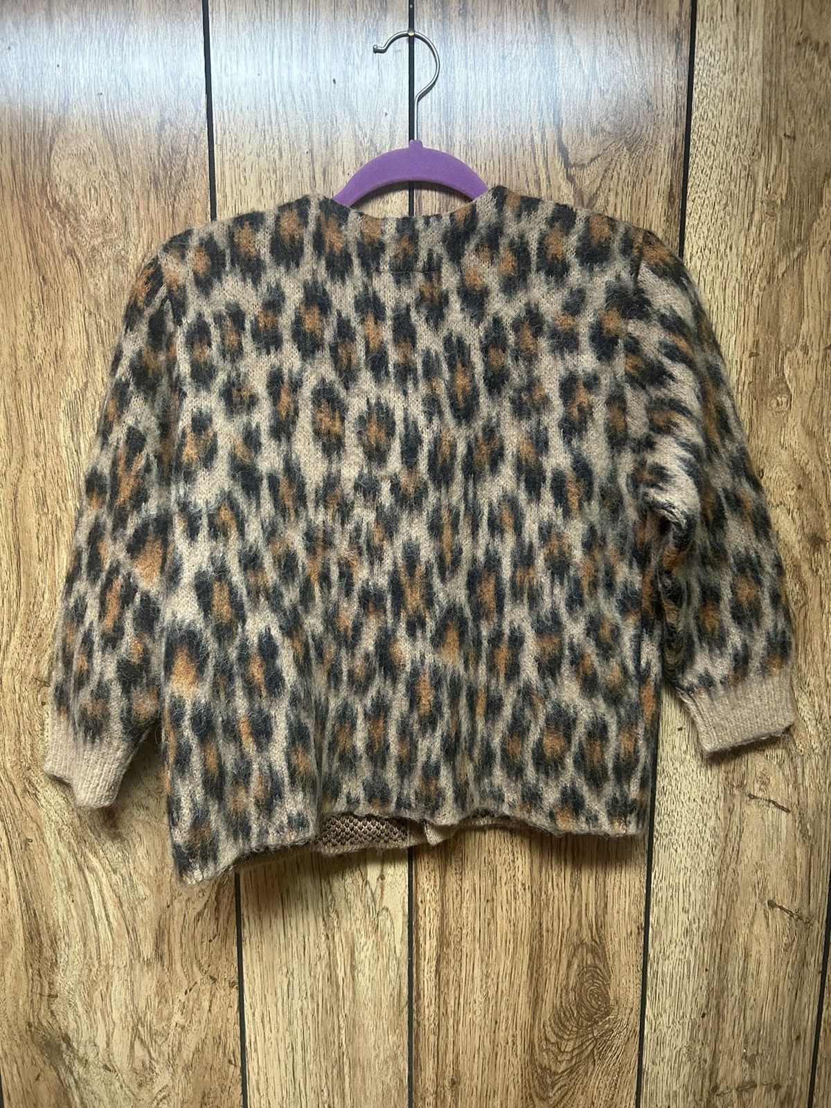 LEOPARD JACQUARD BRUSHED CARDIGAN