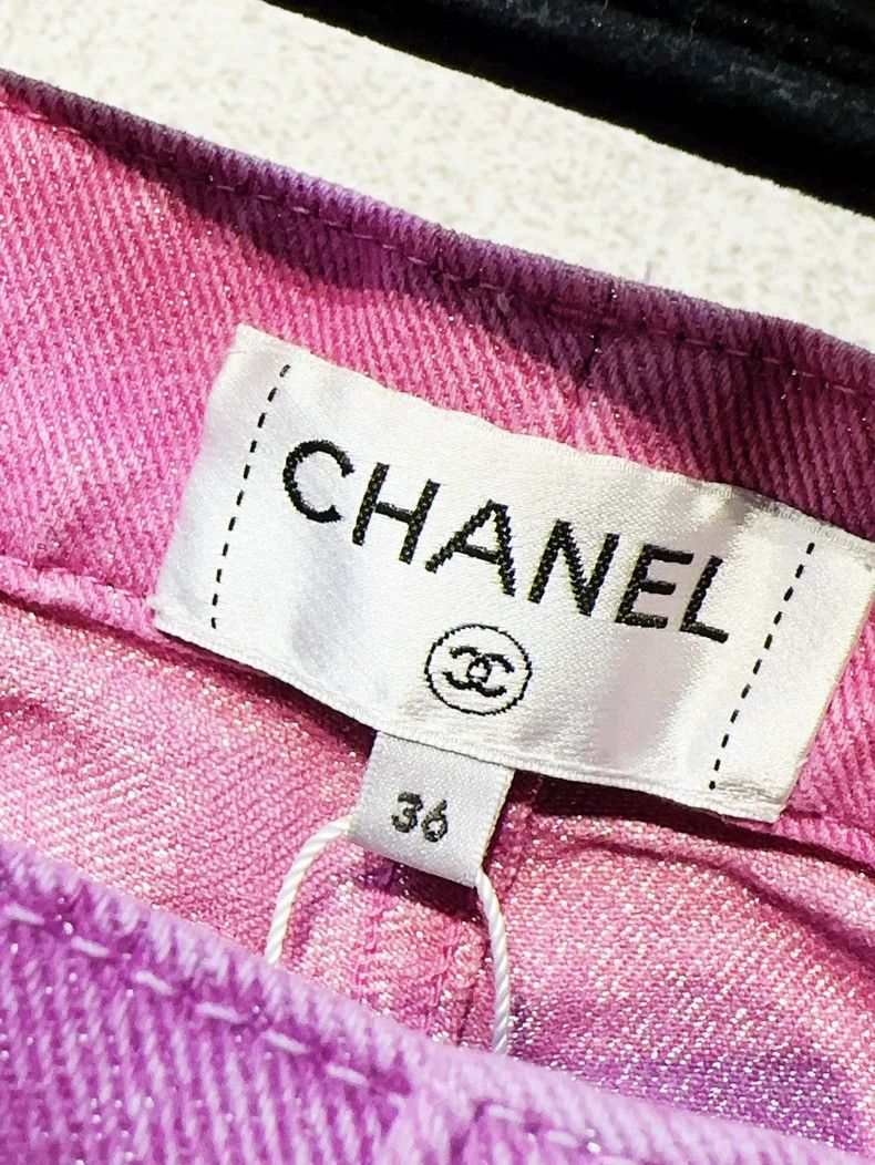 Chanel Chanel 23C pink purple double C denim trousers Size 24" / US 00 / IT 34 - 4 Thumbnail