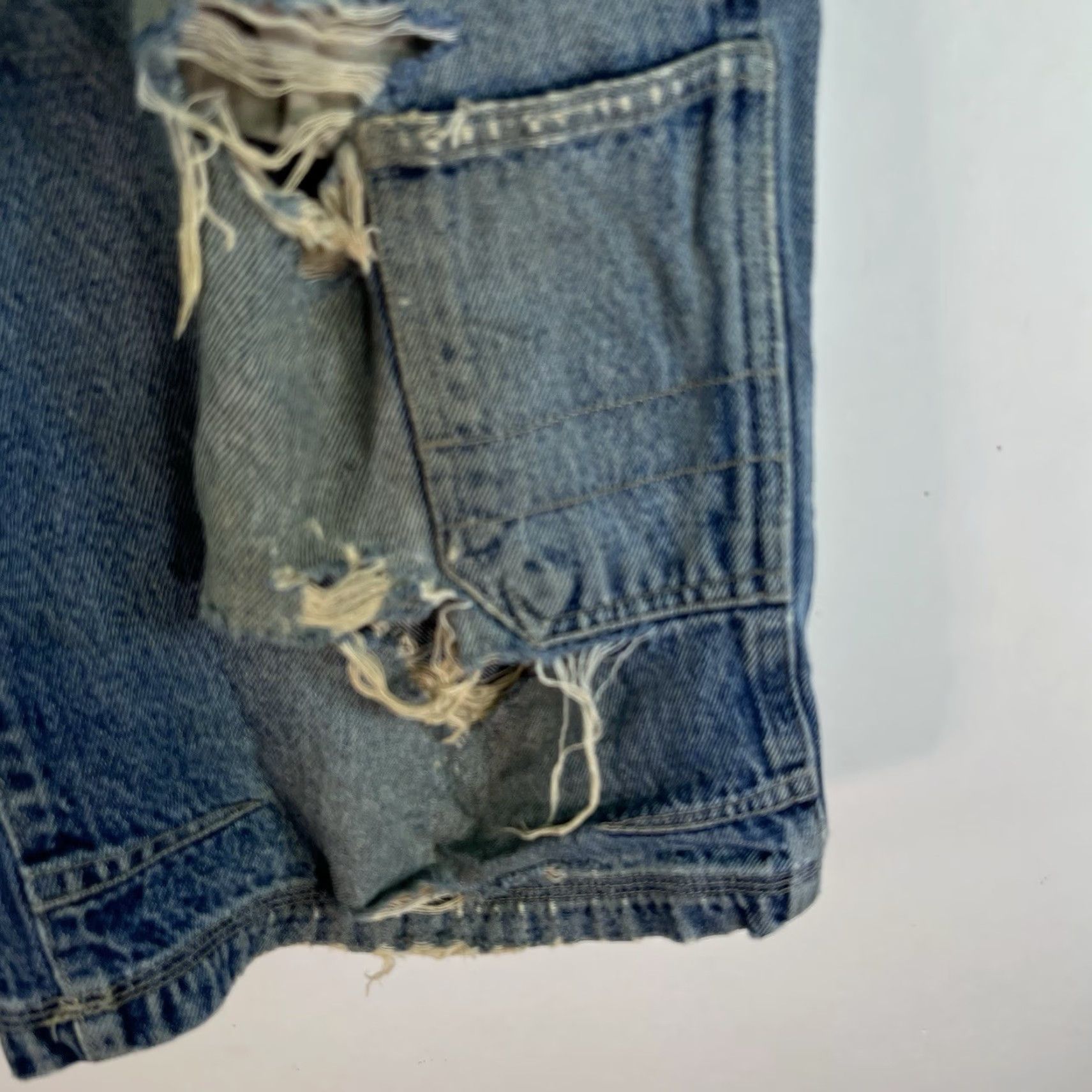 Vintage VINTAGE Phys.sci. Cargo Shorts Men 32 Blue Distressed 90s Mid Rise 12in Inseam Cotton Casual Summer Shorts Mens Size US 32 / EU 48 - 2 Thumbnail