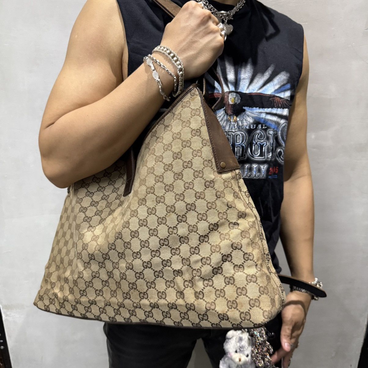 Gucci Vintage Gucci Jackie Nailhead Monogram Shoulder Bag Size ONE SIZE - 18 Thumbnail