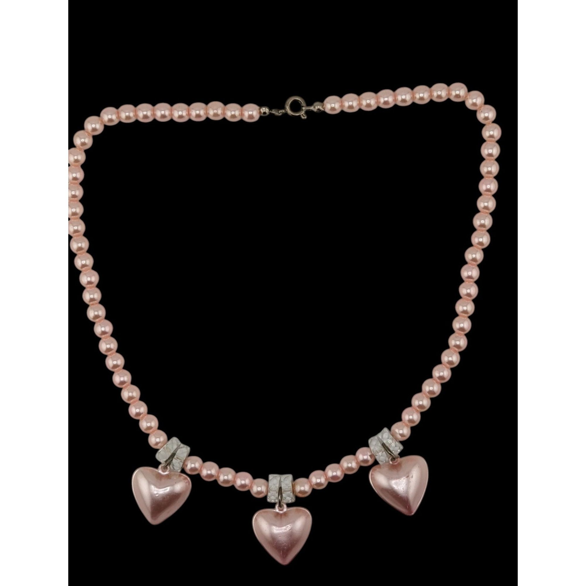 Other Romantic Coquette Pastel Pink Faux Pearl Necklace With Heart Size ONE SIZE - 4 Thumbnail