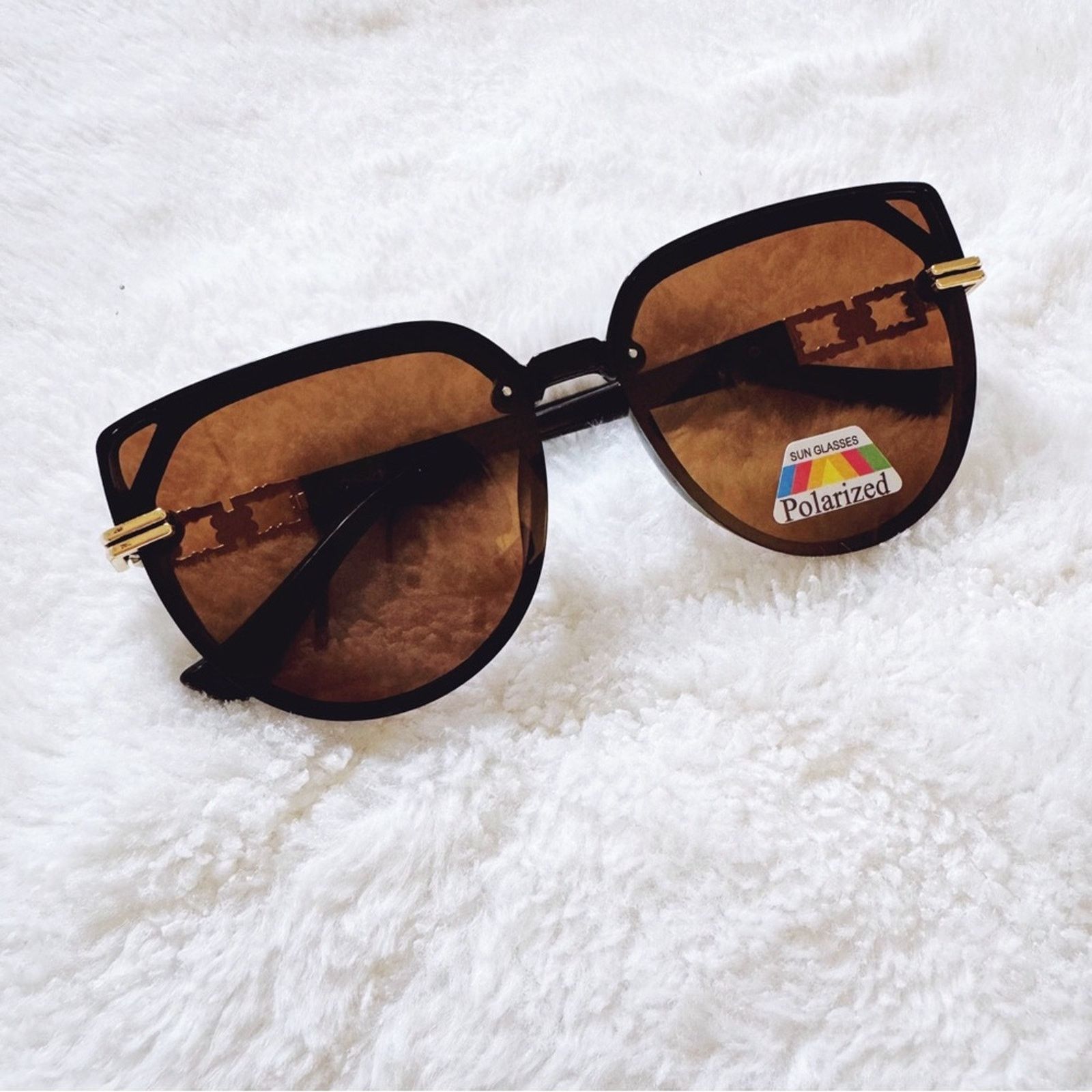 Other Genevieve Clear Brown & Black Rimless Polarized Sunglasses Size ONE SIZE - 3 Thumbnail