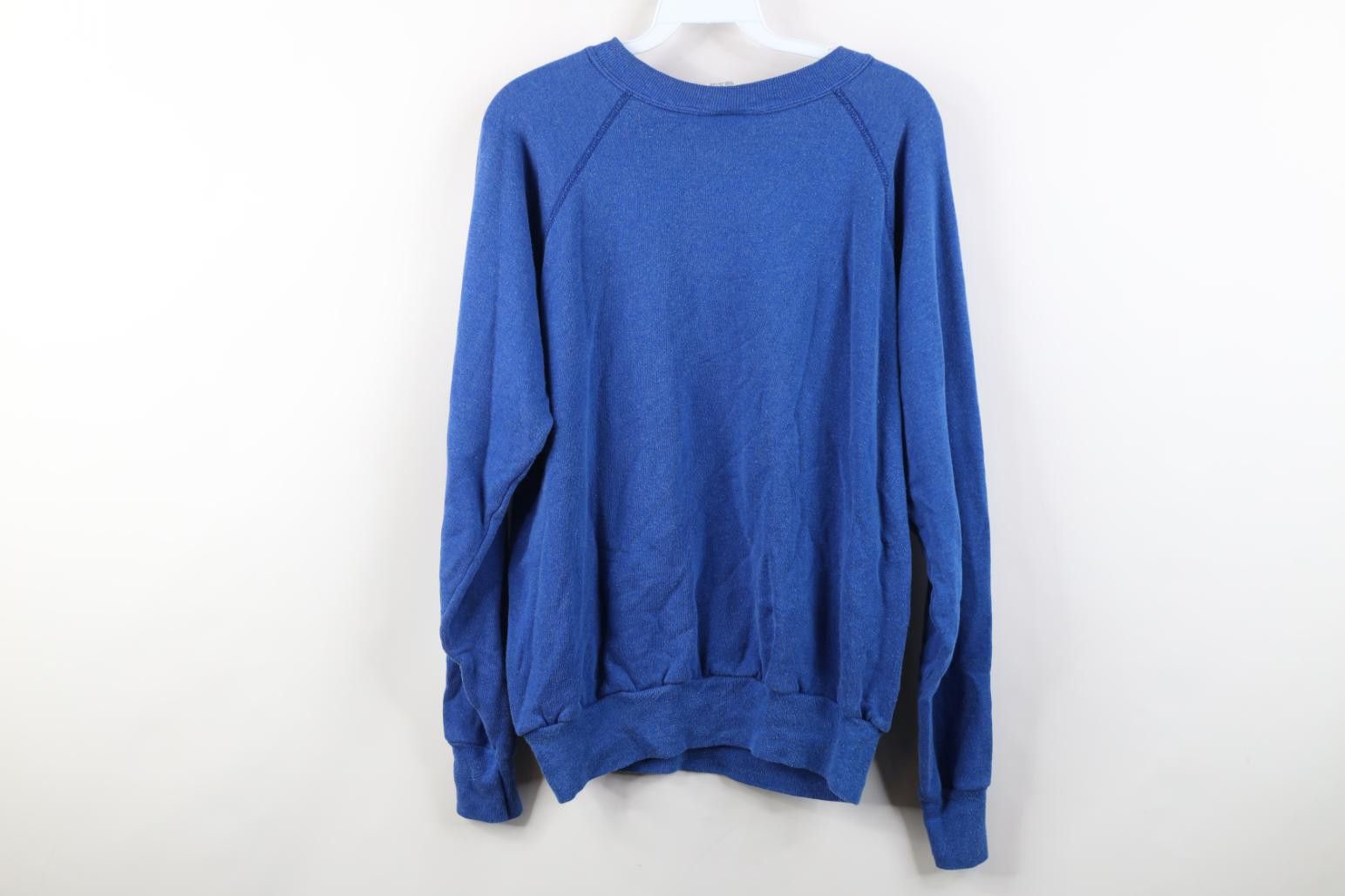 Vintage Vintage 70s 80s Streetwear Raglan Sweatshirt Royal Blue USA Size US L / EU 52-54 / 3 - 9 Thumbnail