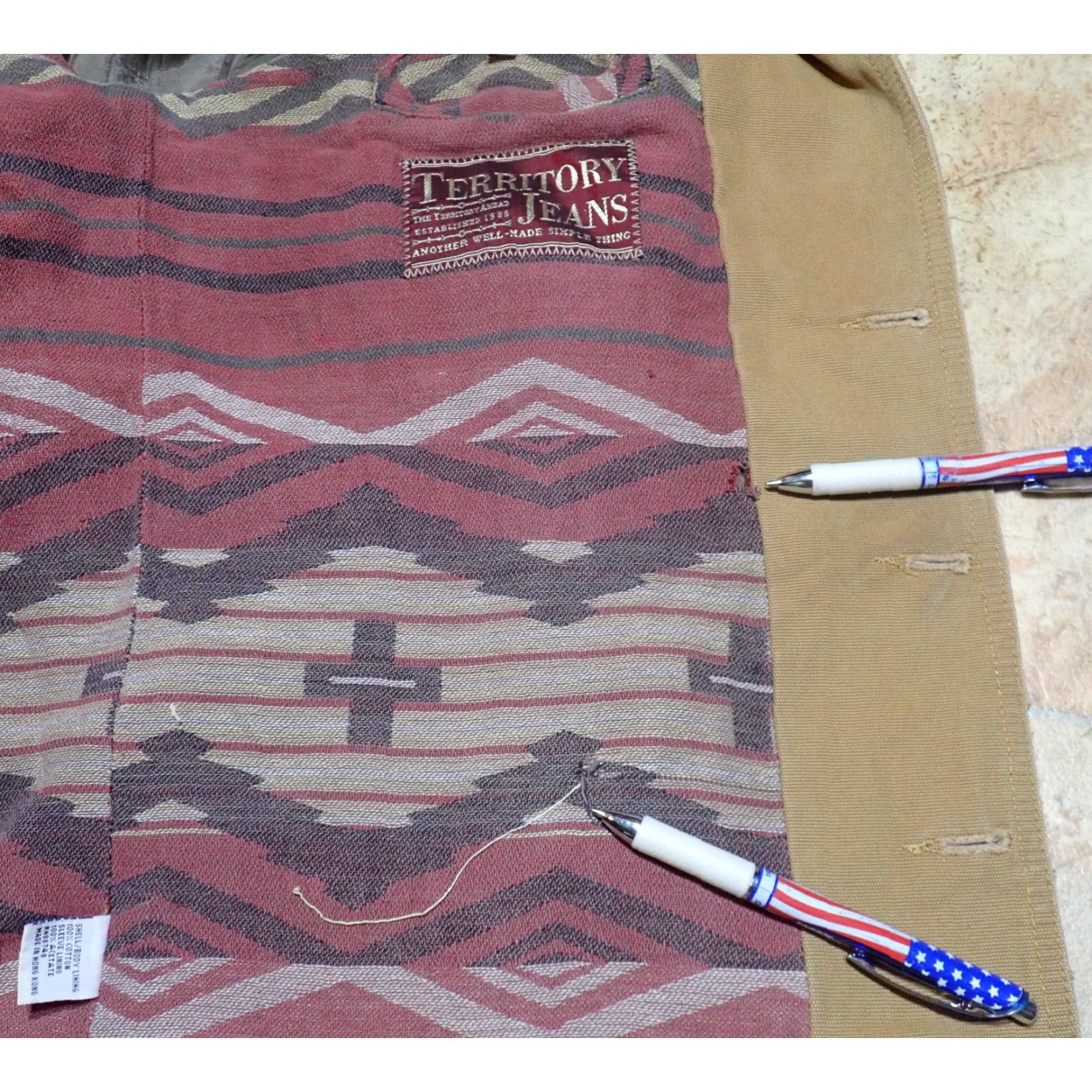 VINTAGE The Territory Ahead Mens Blazer Jacket Aztec Blanket Lined Chore Barn Large
