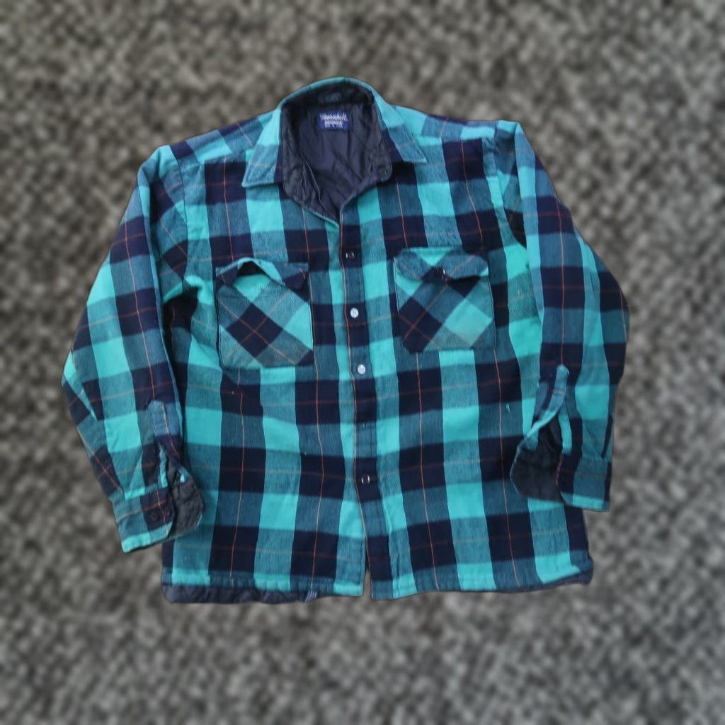 Vintage VINTAGE Thornhill Quilt Lined Flannel Shirt Jacket Men's XL Plaid shacket Size US L / EU 52-54 / 3 - 1 Thumbnail