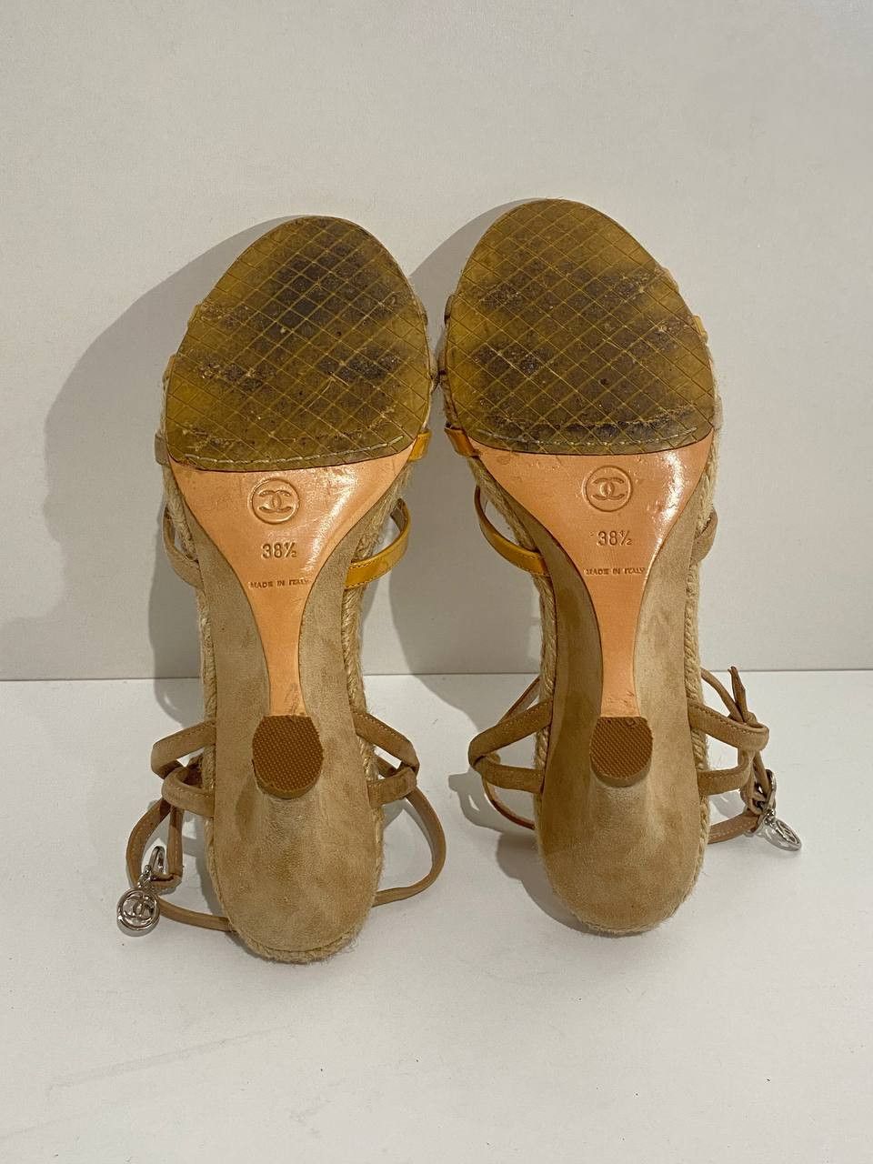 Chanel CHANEL Coco Mark Suede Espadrilles Heel Sandals Mules Shoes Size US 8.5 / IT 38.5 - 9 Thumbnail