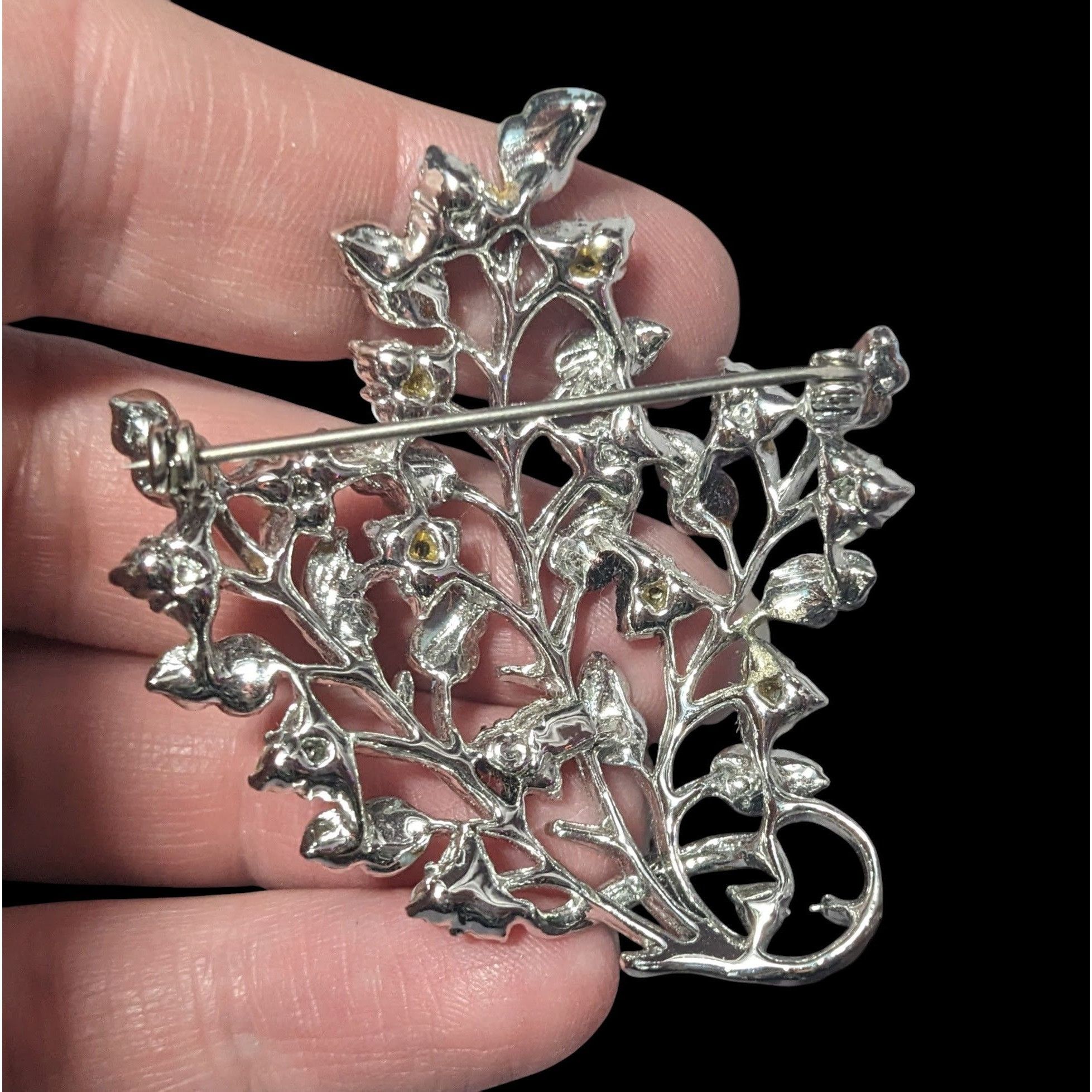 Other Vintage Floral Spray Blue And Silver Tone Brooch Size ONE SIZE - 3 Thumbnail