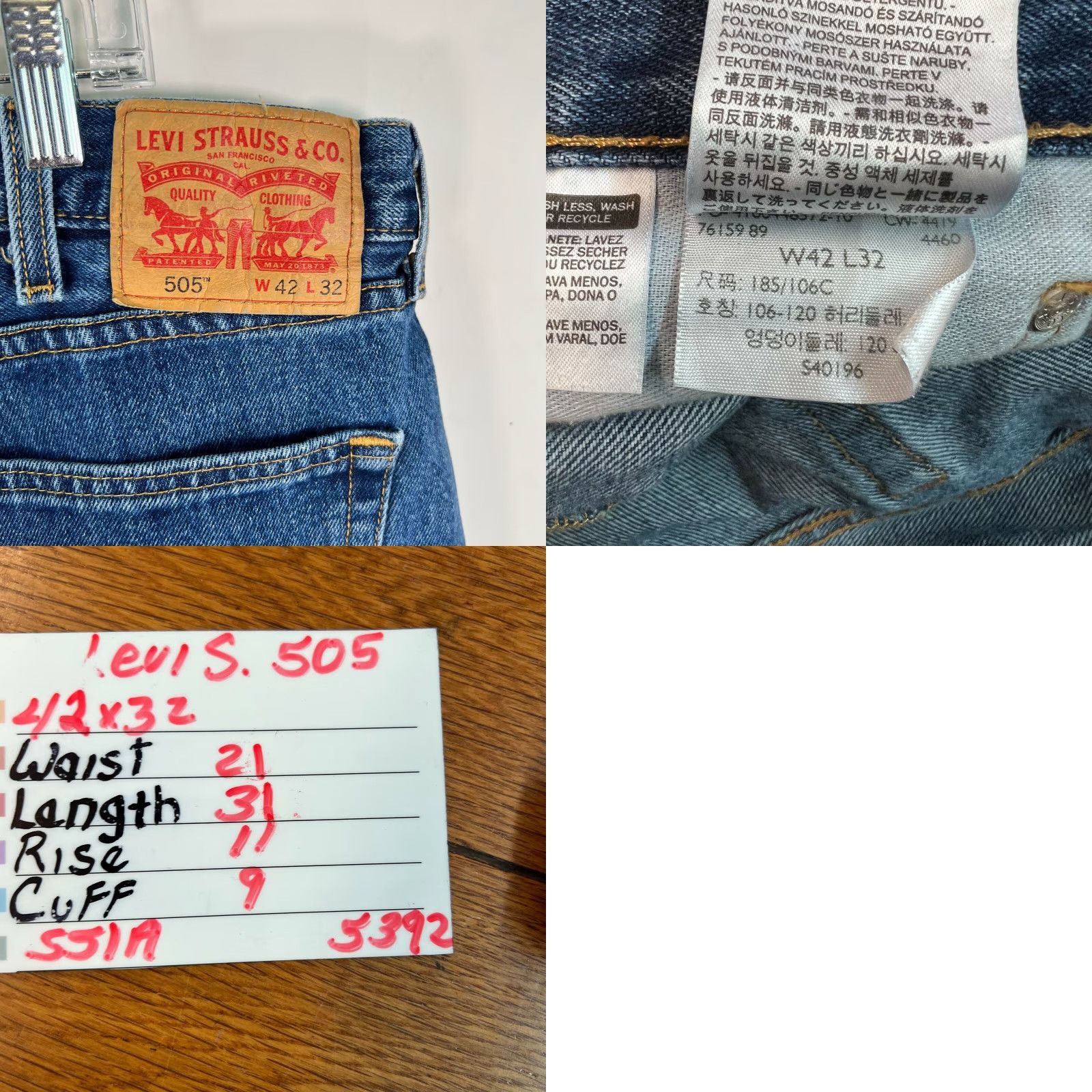 Levi's Levi's 505 Mens Regular Fit Mid Rise Casual Blue Denim Straight Jeans Size 42X31 Size US 42 / EU 58 - 8 Thumbnail