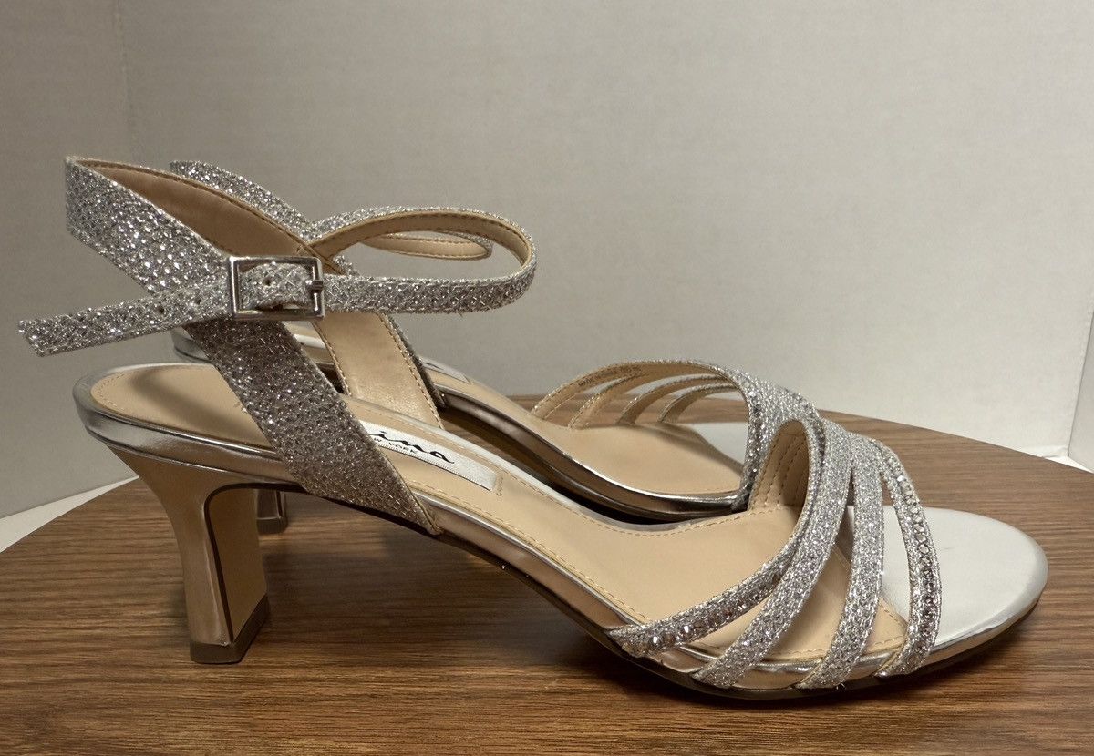 Designer Nina Nelena Silver Dreamland Rhinestone Heels NIB Size 8 M Size US 8 / IT 38 - 6 Thumbnail