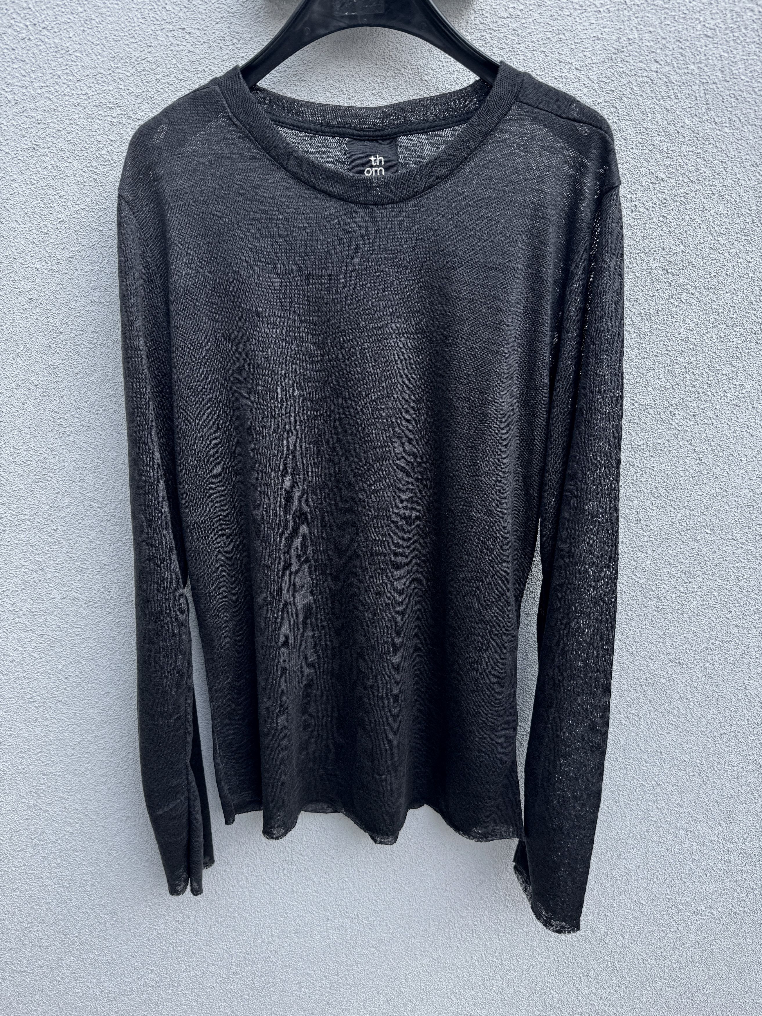 image of Thom Krom Unisex Black Seethrough Longsleeve T-Shirt, Men's (Size Medium)
